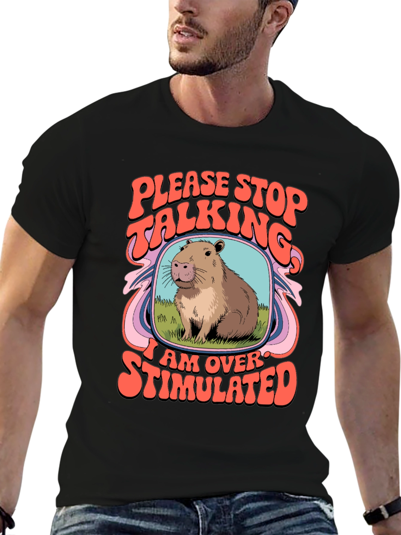 Overstimulated Capybara Graphic Tee