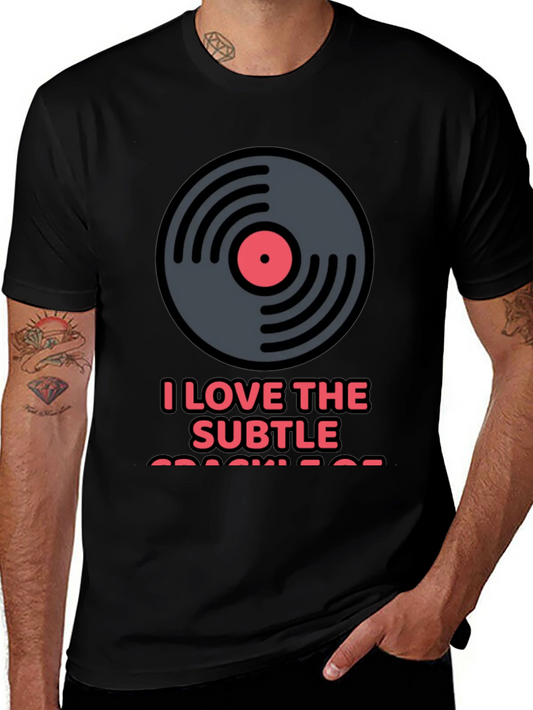 Vinyl Record Lover T-Shirt - Subtle Crackles Music Tee