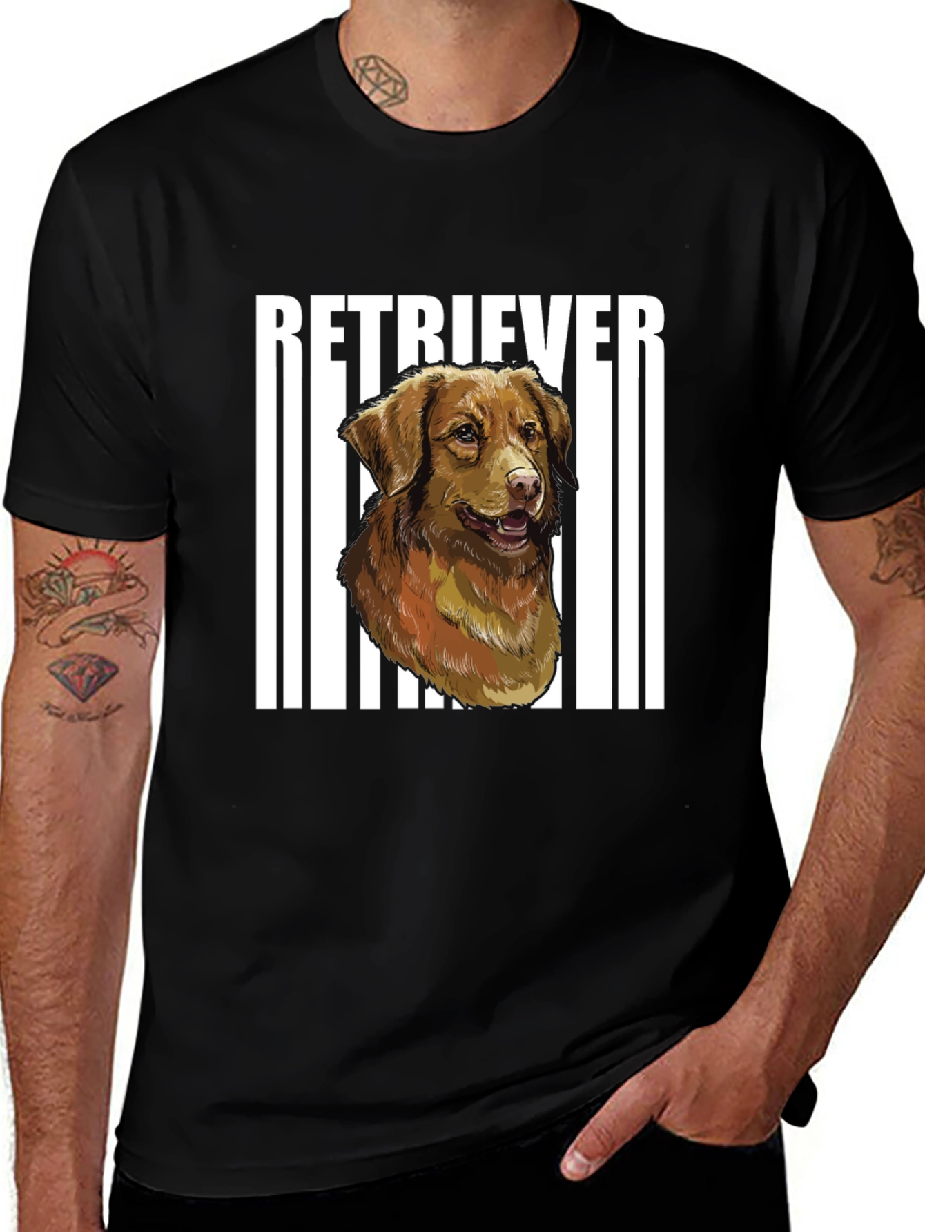 Retriever Dog Graphic Black T-Shirt