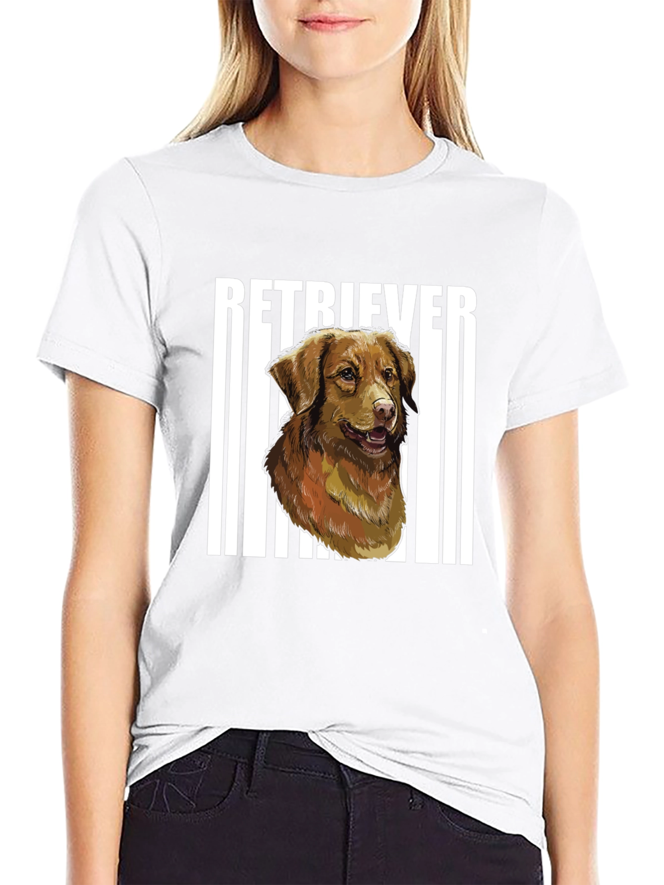 Retriever Dog Graphic Black T-Shirt