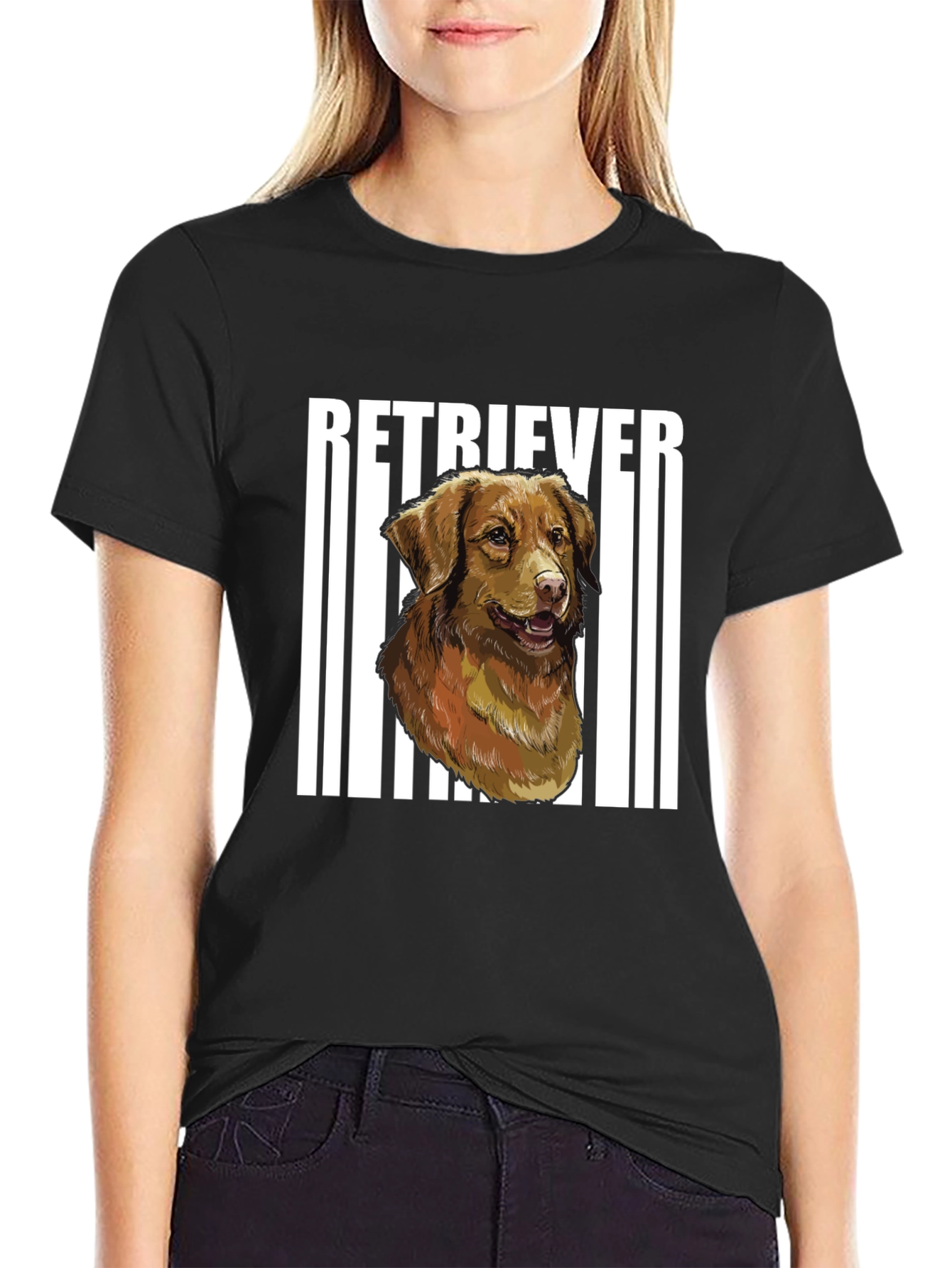 Retriever Dog Graphic Black T-Shirt
