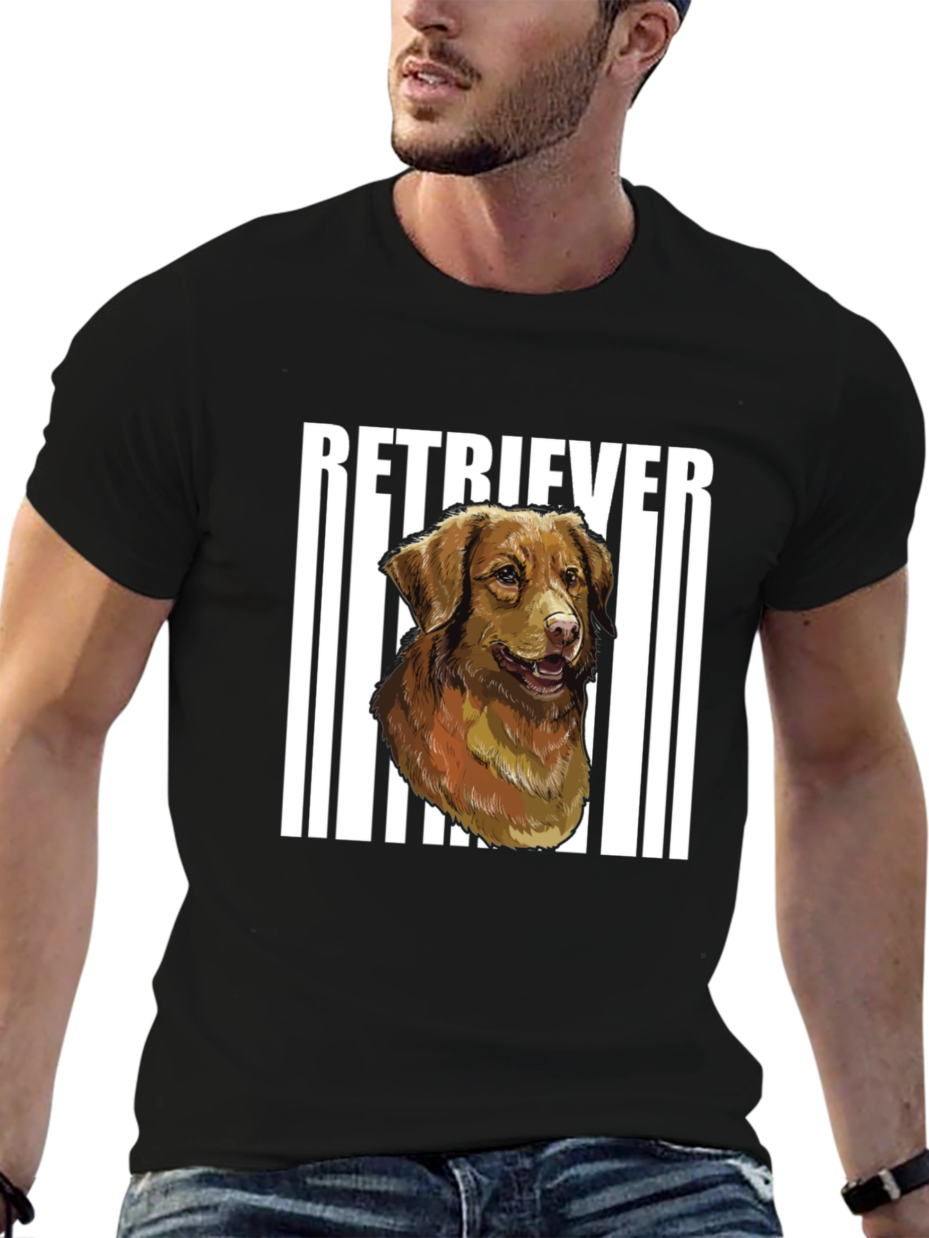 Retriever Dog Graphic Black T-Shirt