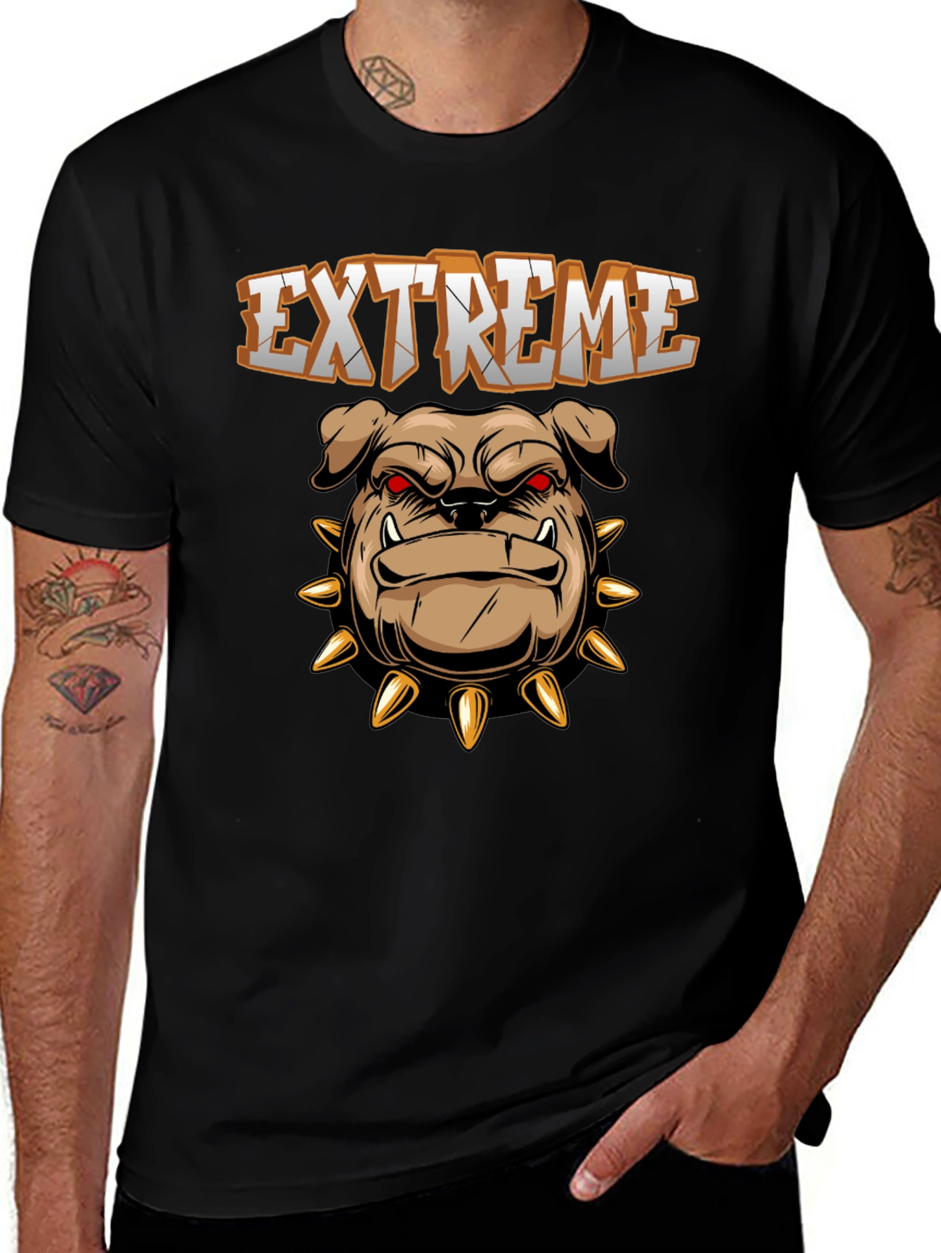 Extreme Bulldog Graphic Tee - Black Cotton Shirt