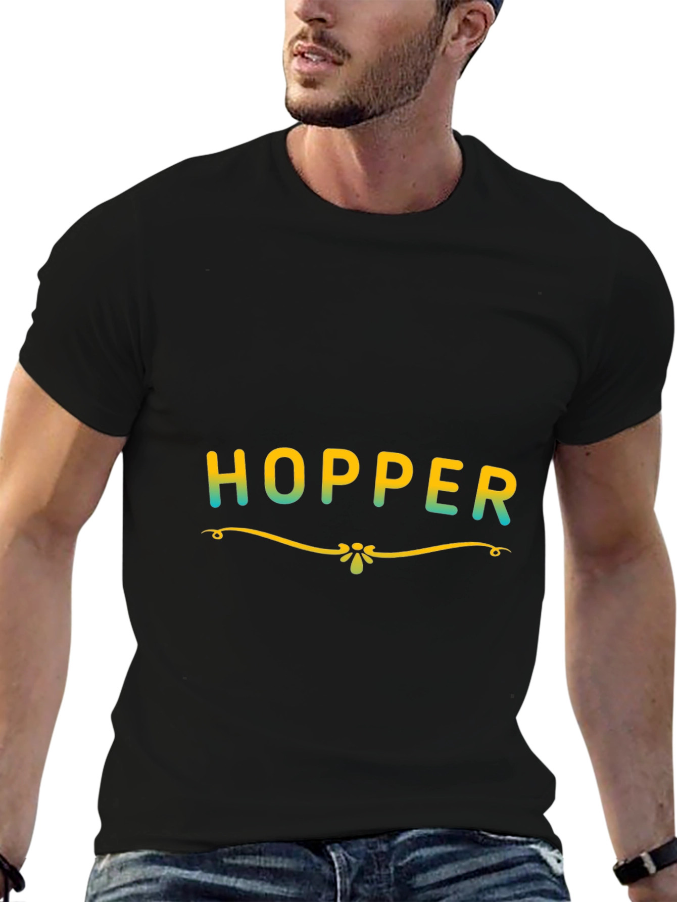 Hopper Graphic Print Black T-Shirt