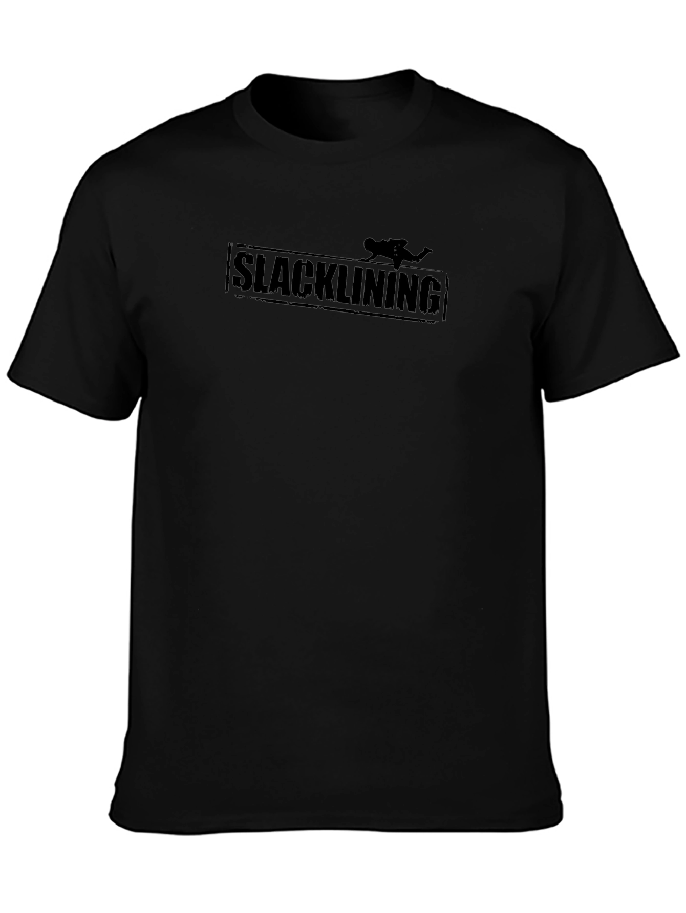 Slacklining Black Graphic Tee - Active Lifestyle Shirt