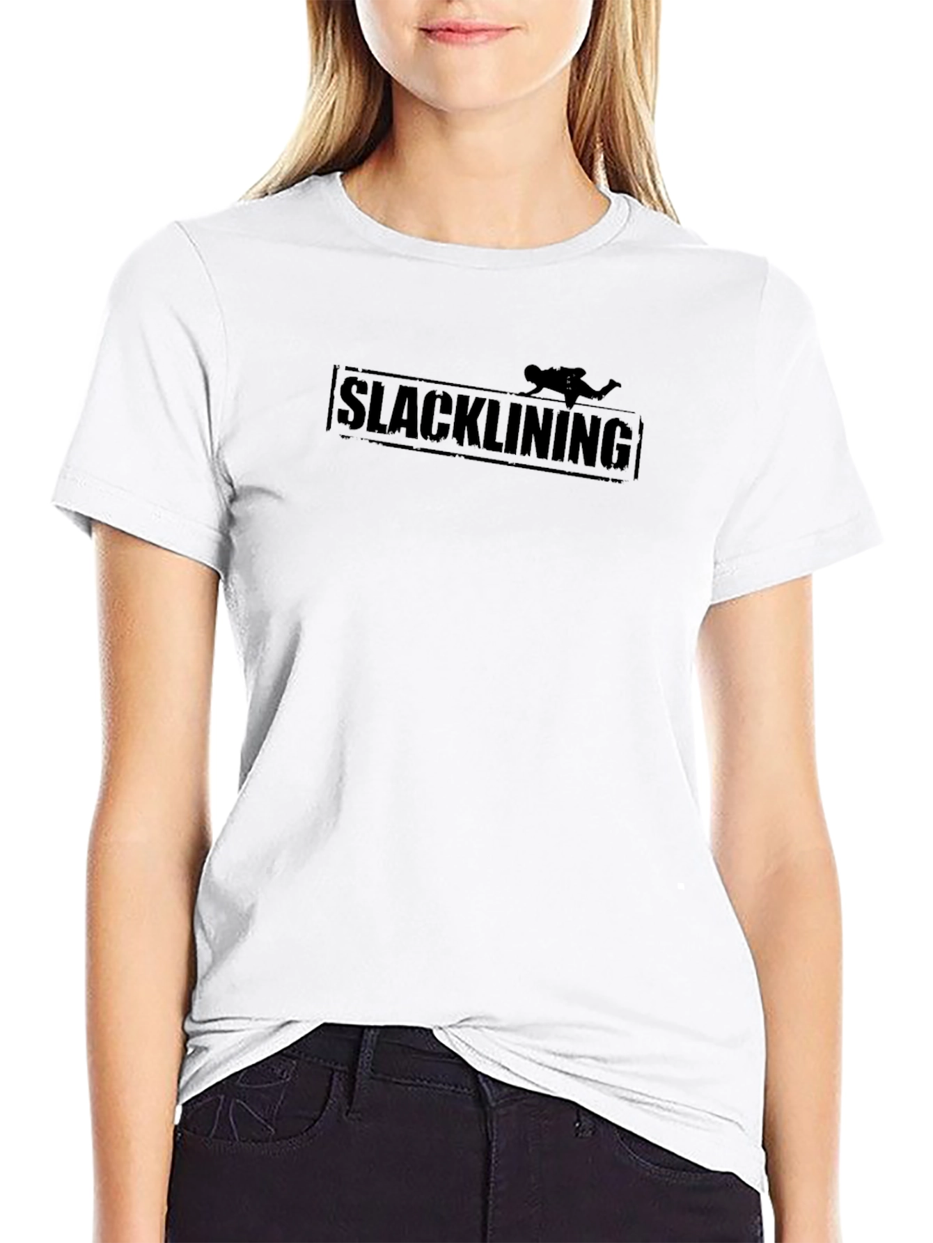 Slacklining Black Graphic Tee - Active Lifestyle Shirt