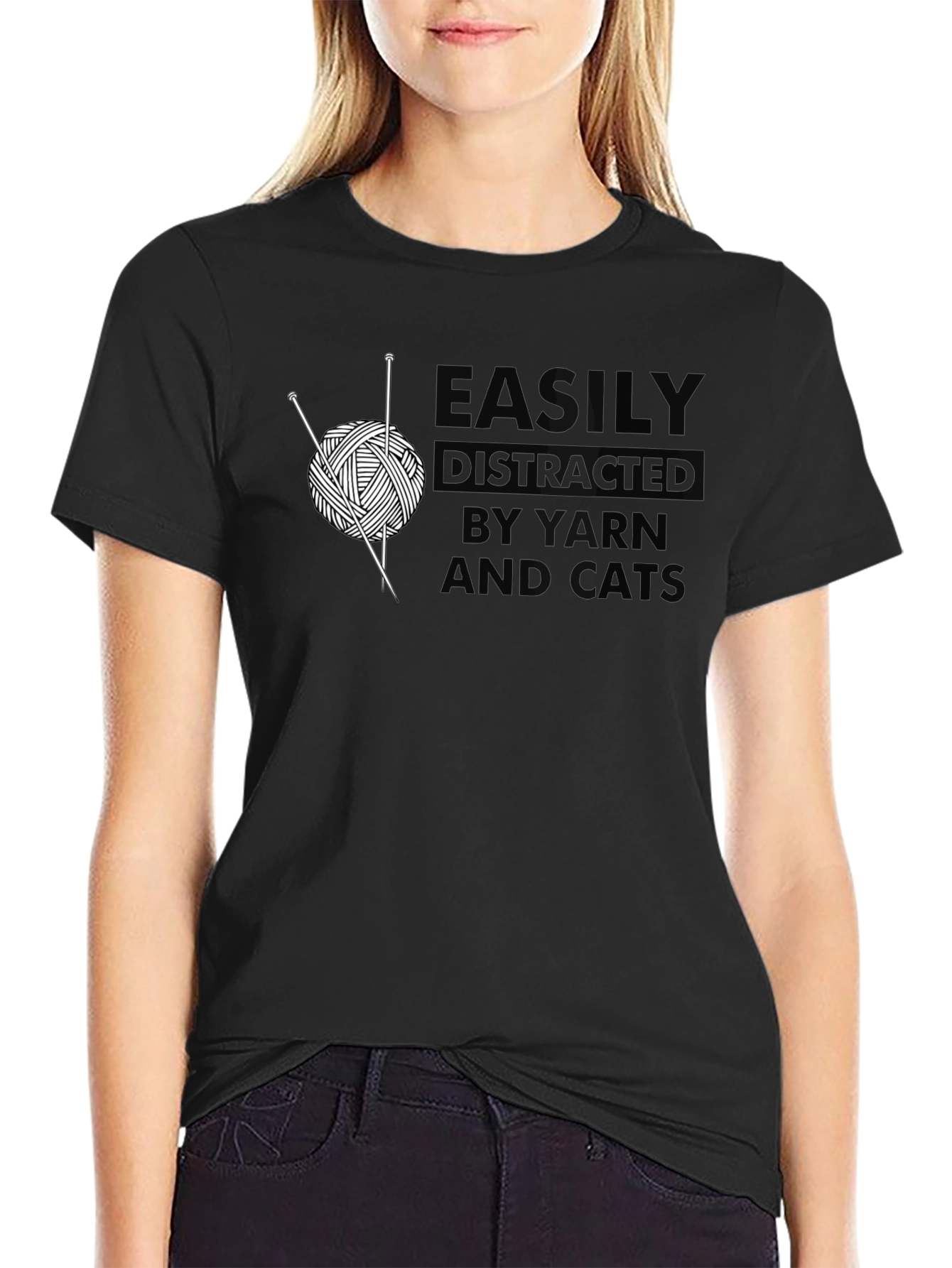 Easily Distracted By Yarn and Cats T-Shirt