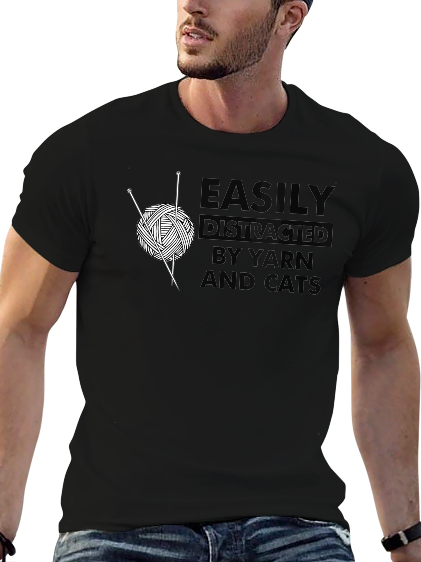 Easily Distracted By Yarn and Cats T-Shirt