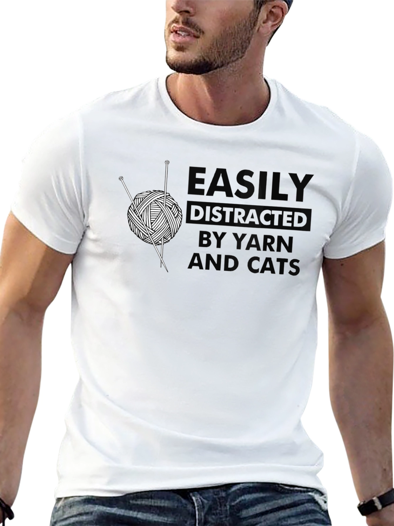 Easily Distracted By Yarn and Cats T-Shirt