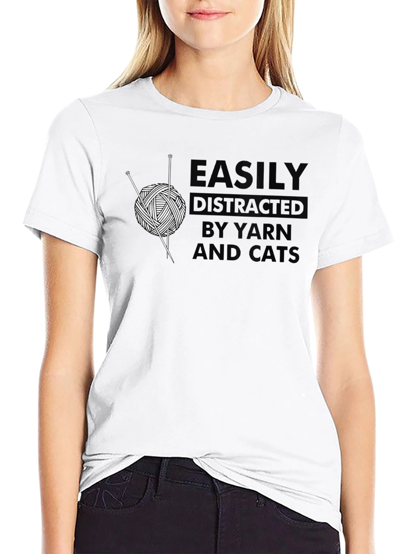 Easily Distracted By Yarn and Cats T-Shirt
