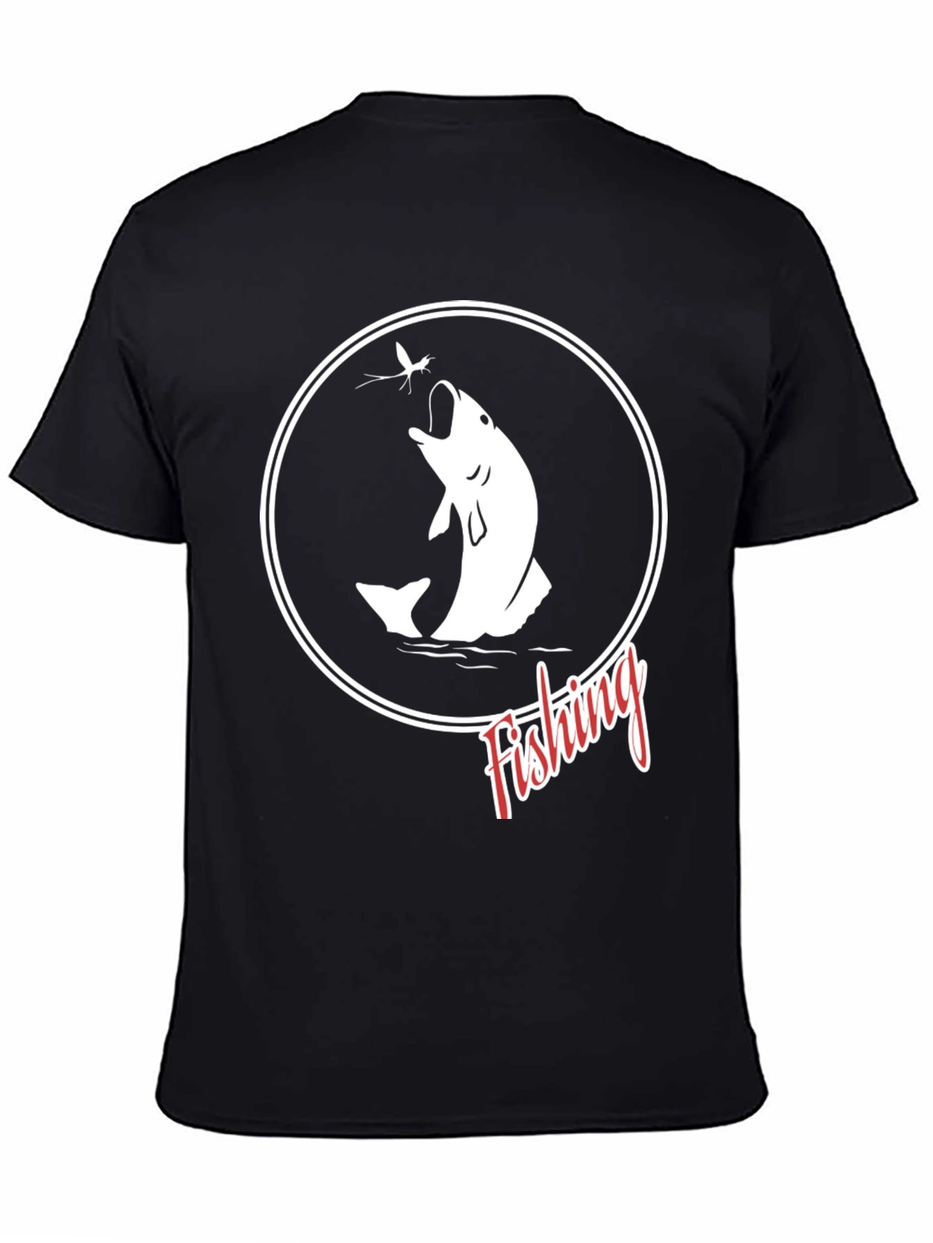 Fishing Graphic T-Shirt - Black Cotton Tee