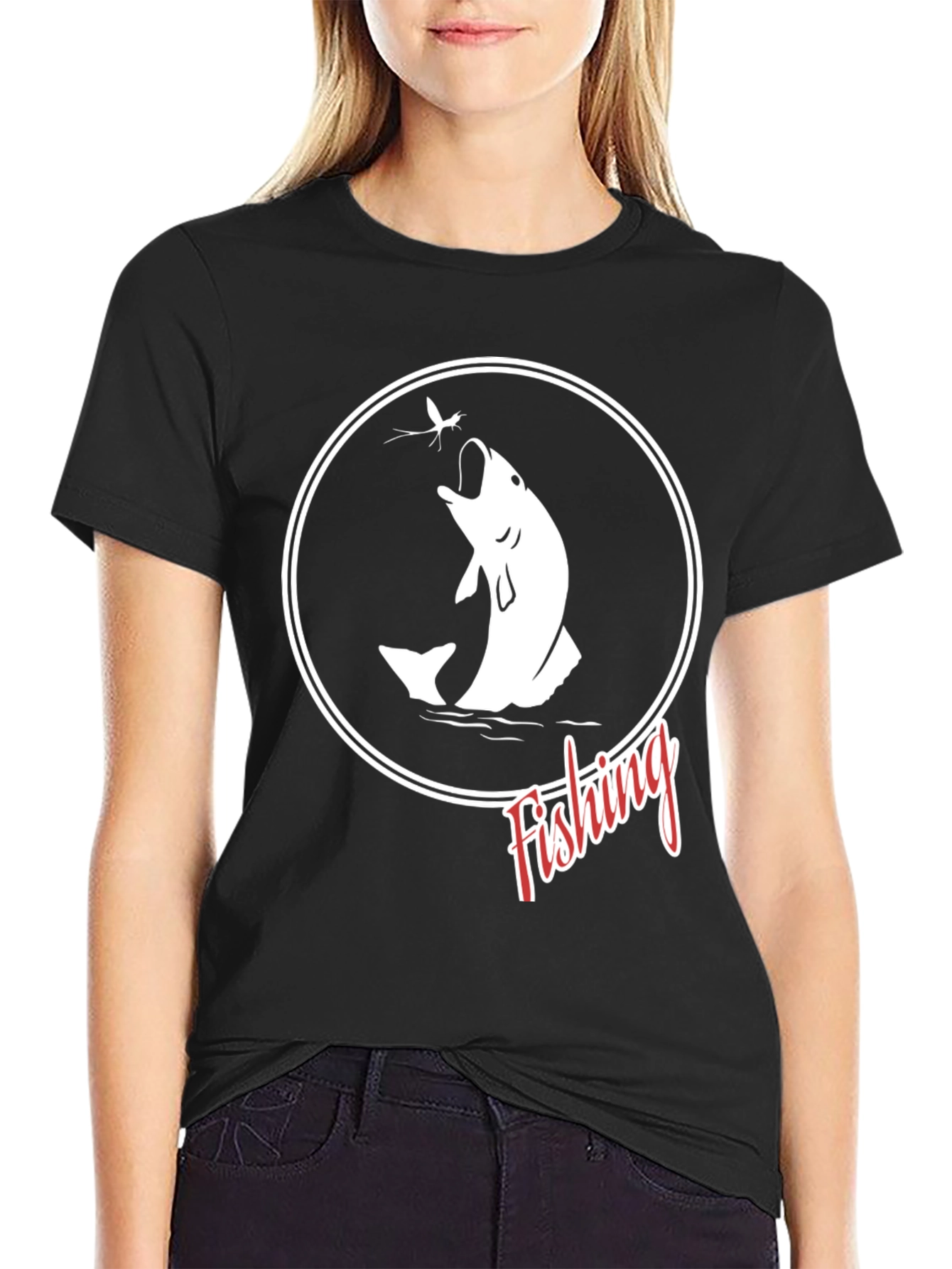 Fishing Graphic T-Shirt - Black Cotton Tee