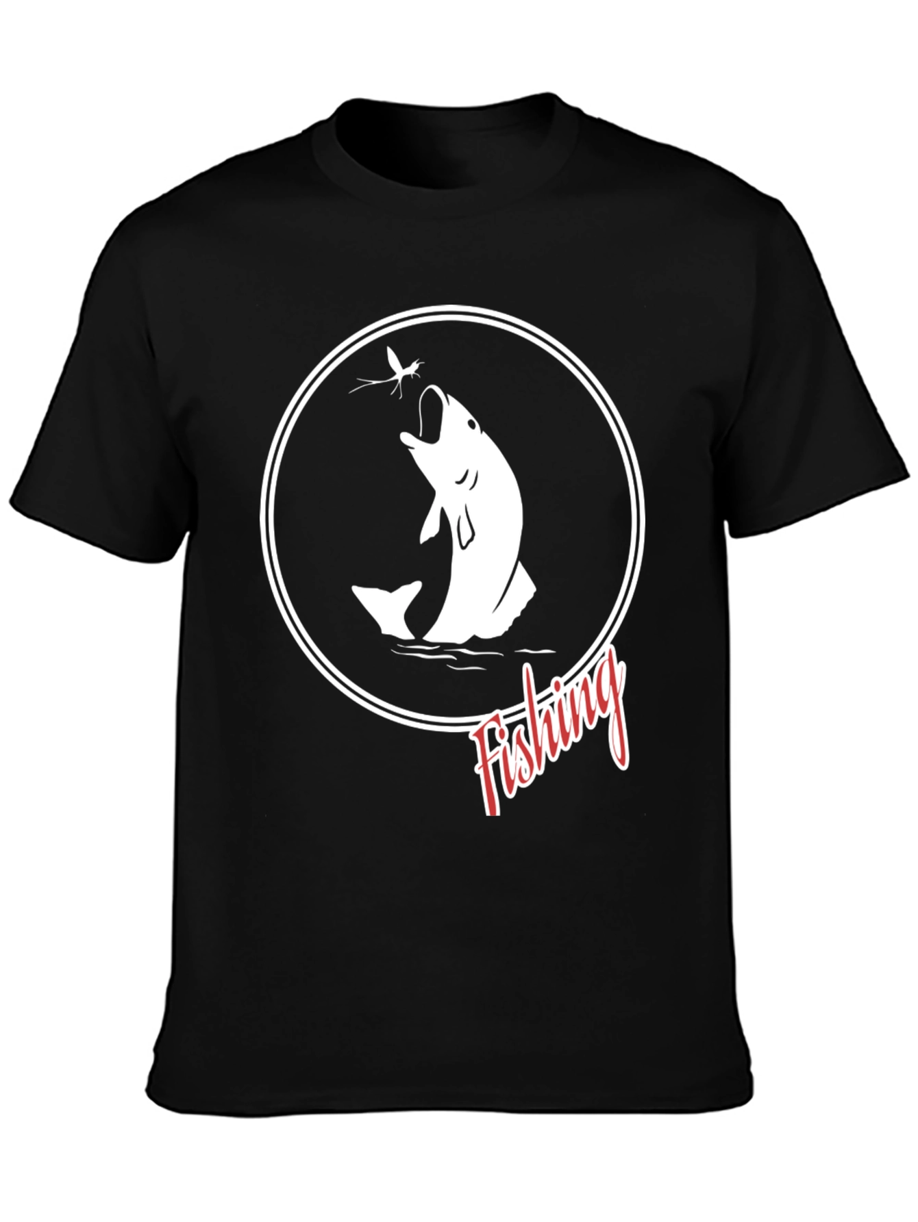 Fishing Graphic T-Shirt - Black Cotton Tee