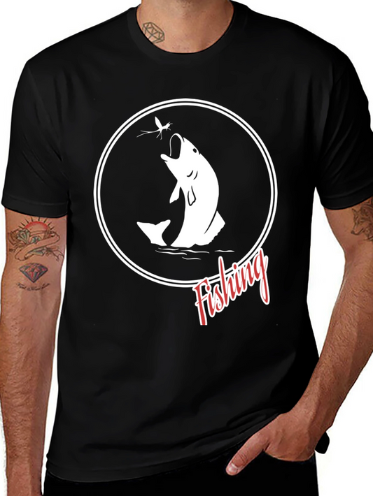Fishing Graphic T-Shirt - Black Cotton Tee