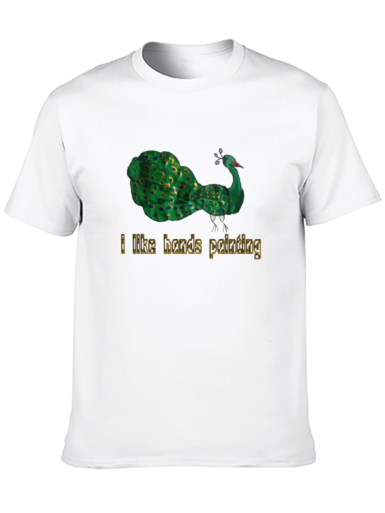 Peacock Art Mens Black Graphic T-Shirt