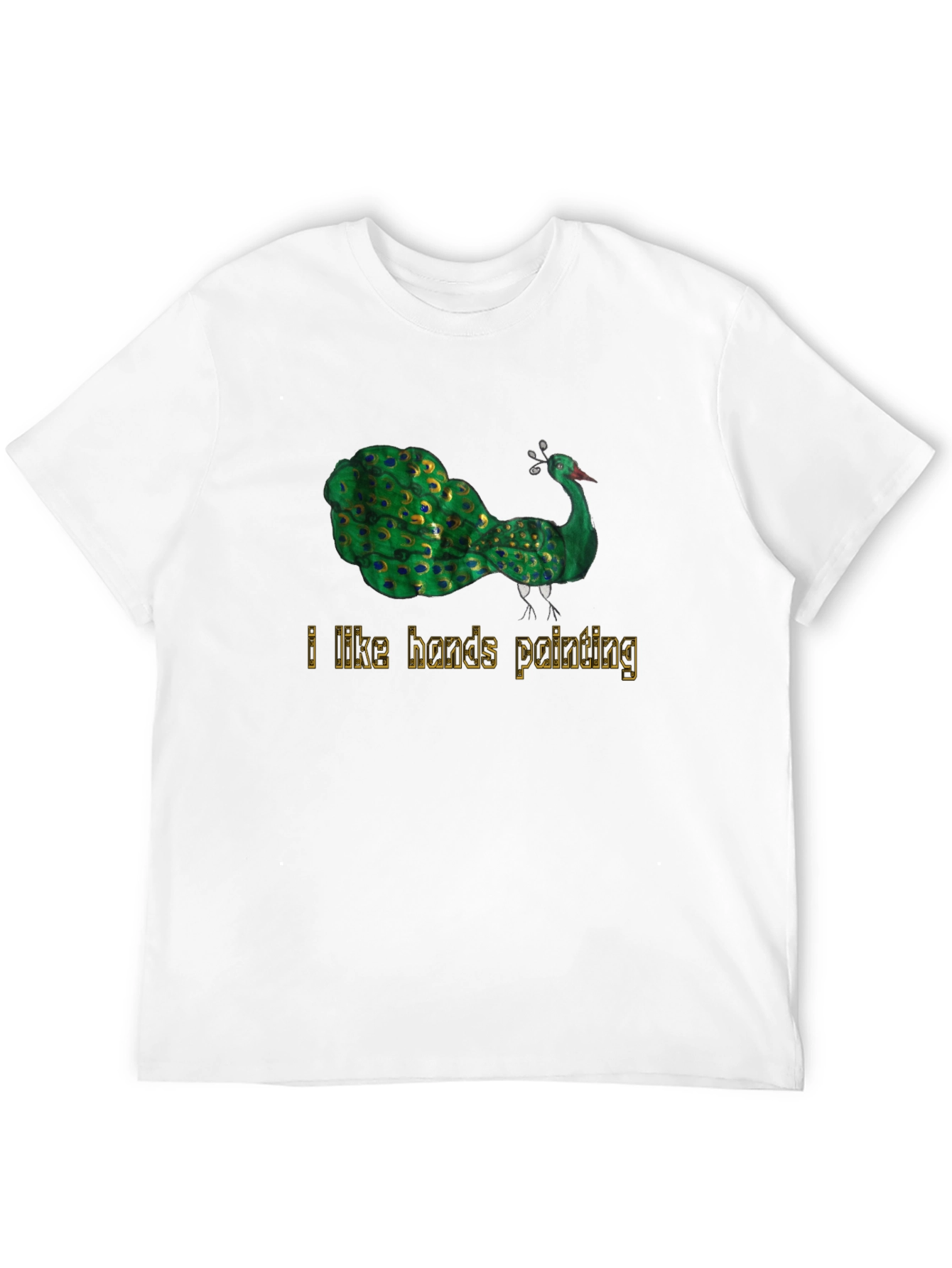 Peacock Art Mens Black Graphic T-Shirt