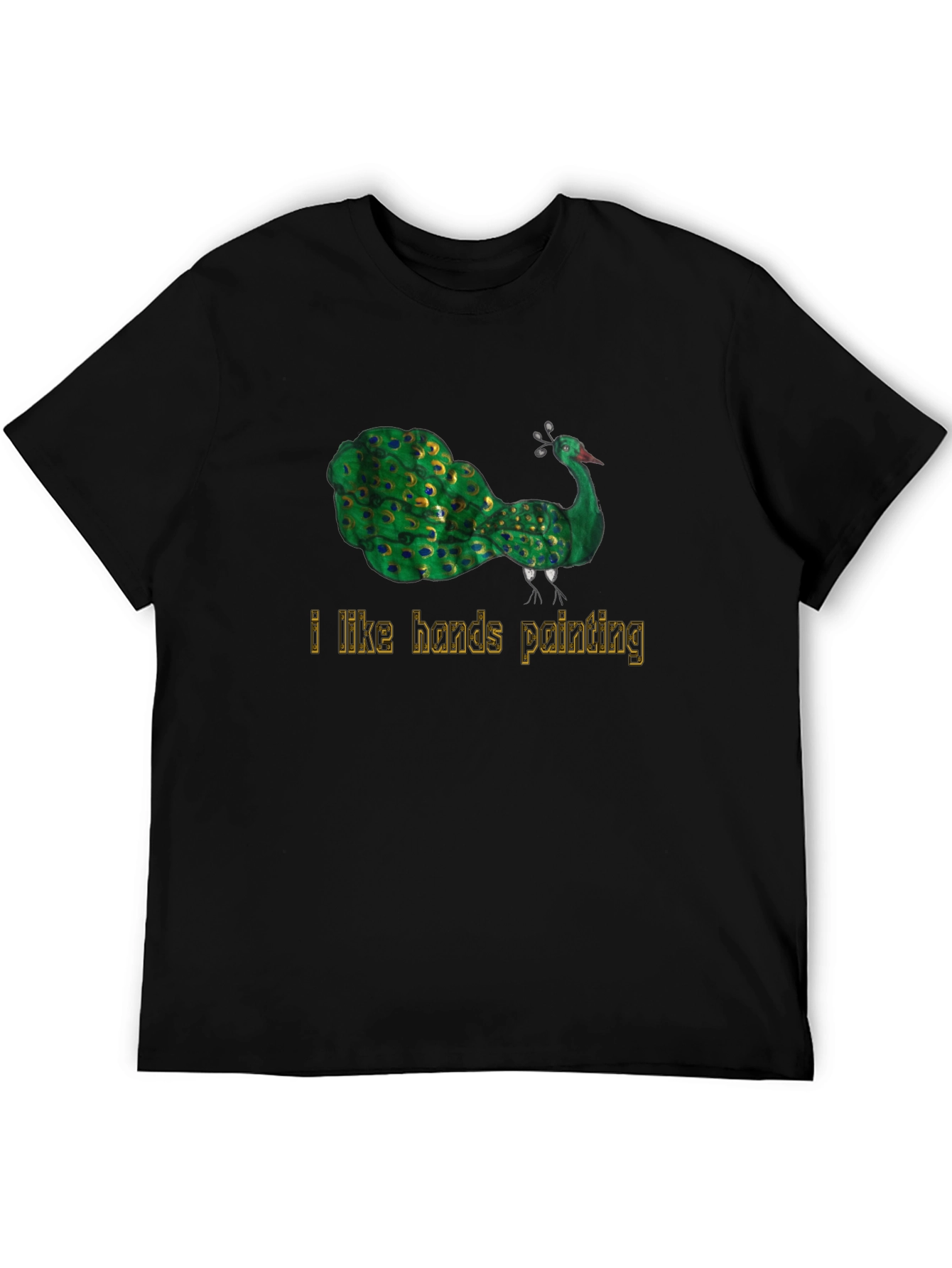 Peacock Art Mens Black Graphic T-Shirt