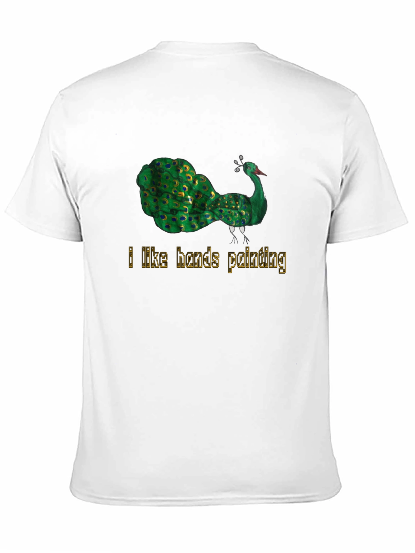 Peacock Art Mens Black Graphic T-Shirt