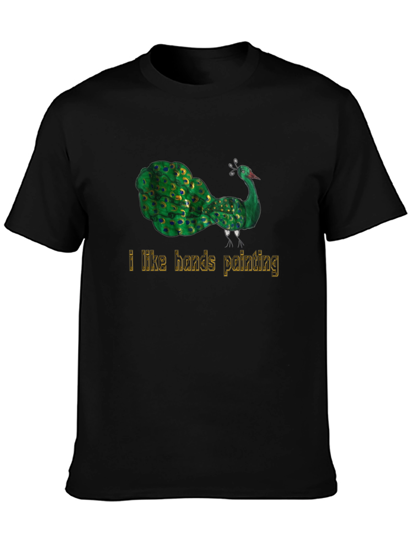 Peacock Art Mens Black Graphic T-Shirt