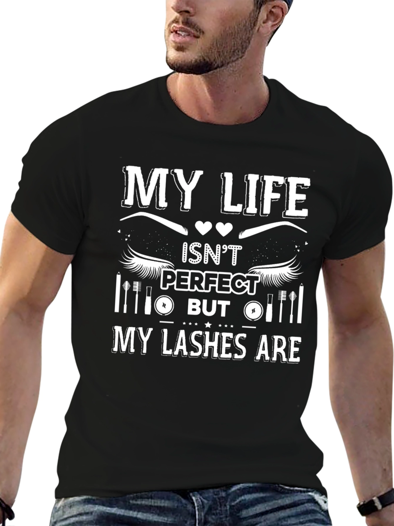 My Lashes Are Perfect Black Graphic T-Shirt