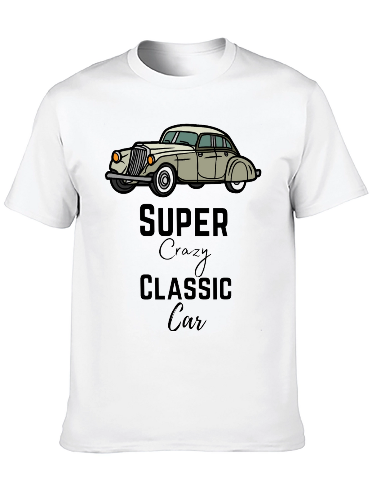 Super Crazy Classic Car Black T-Shirt