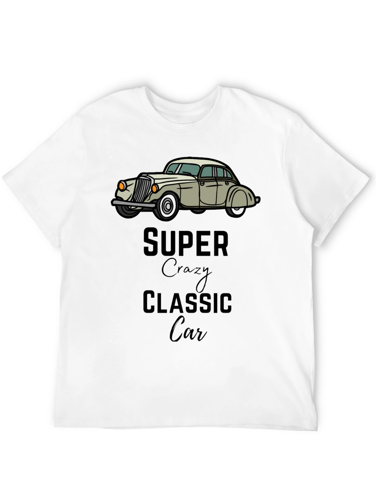 Super Crazy Classic Car Black T-Shirt