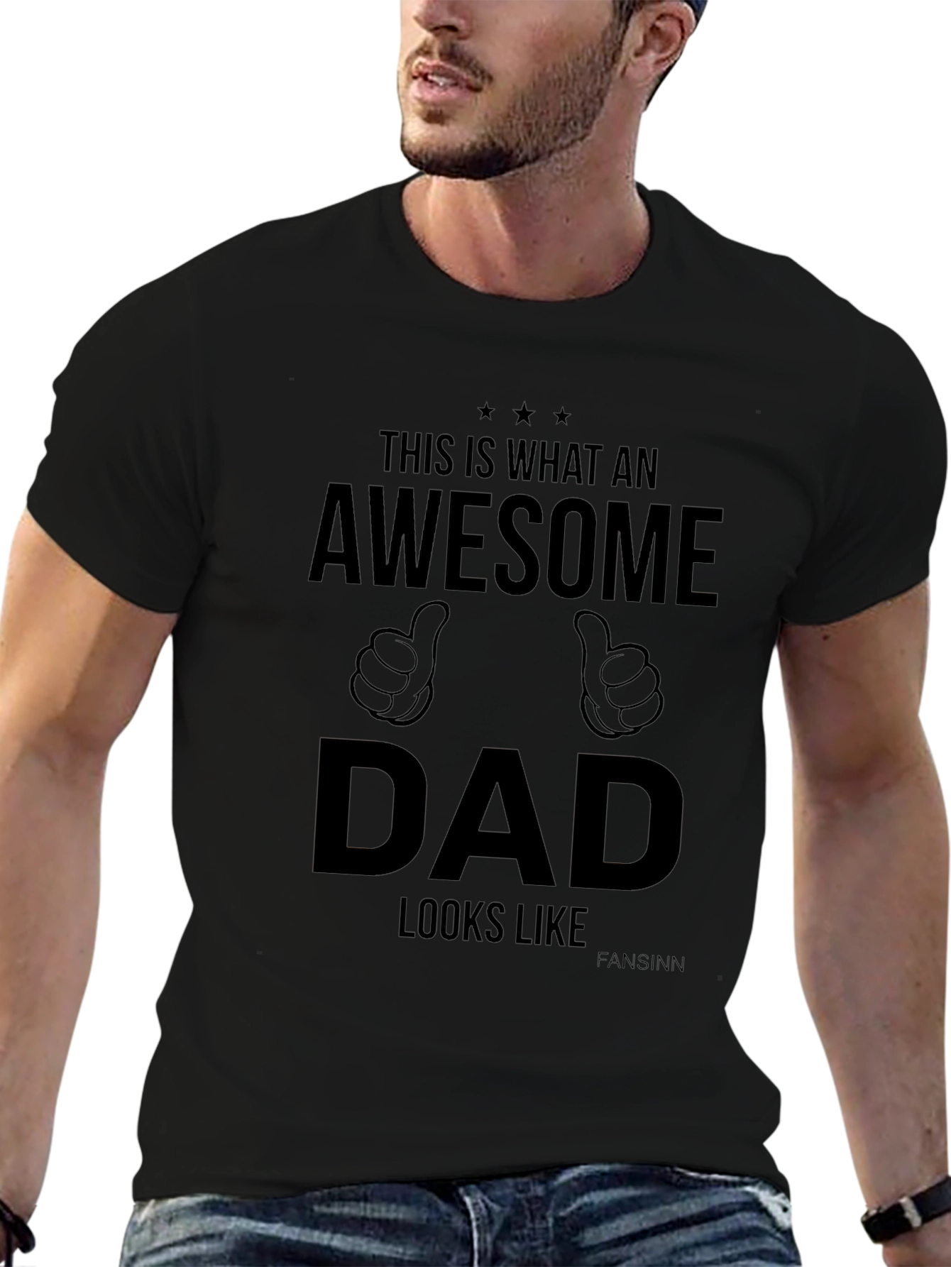 Awesome Dad Graphic Tee - Black Cotton T-Shirt