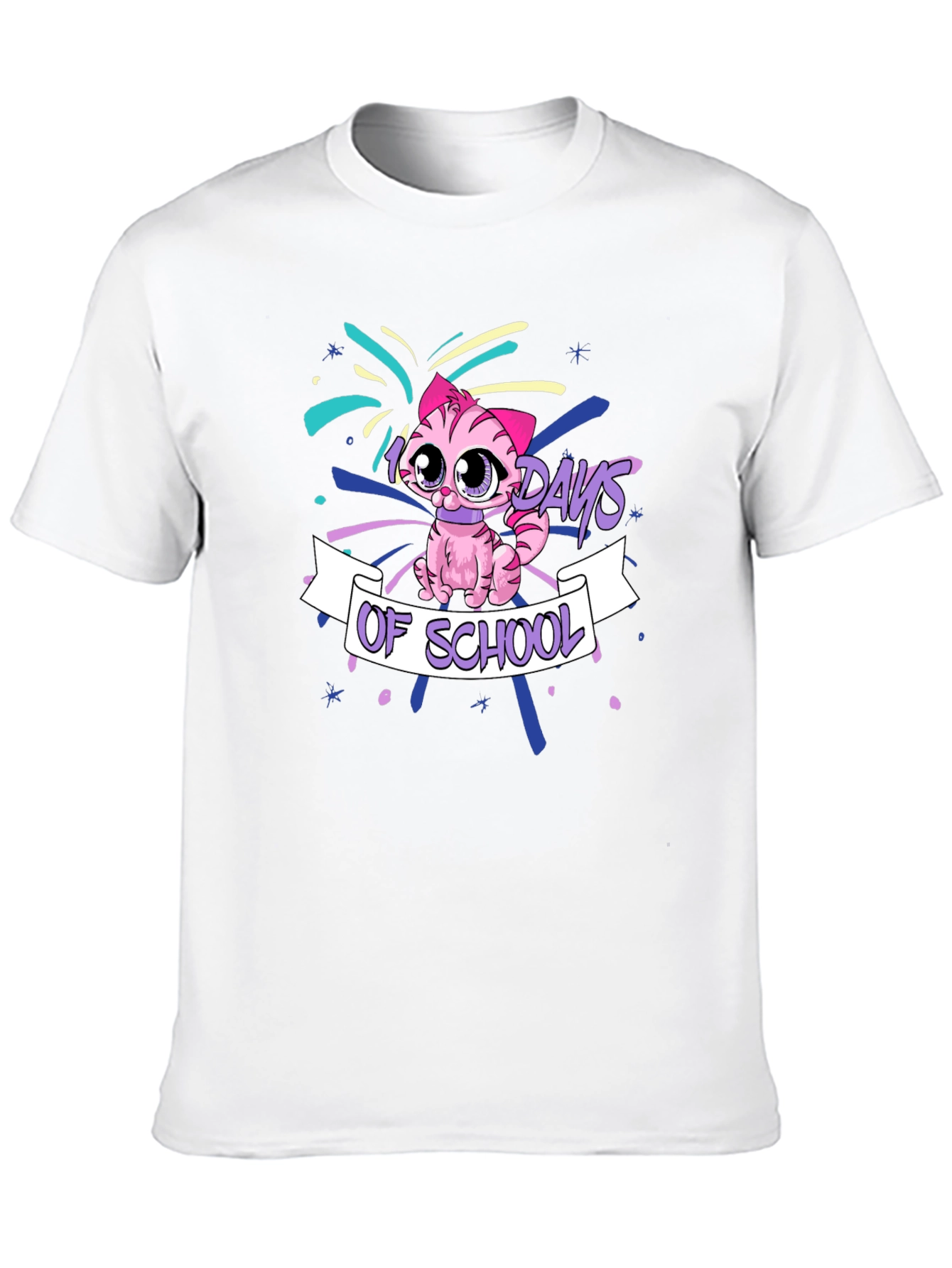100 Days of School Pink Cat T-Shirt