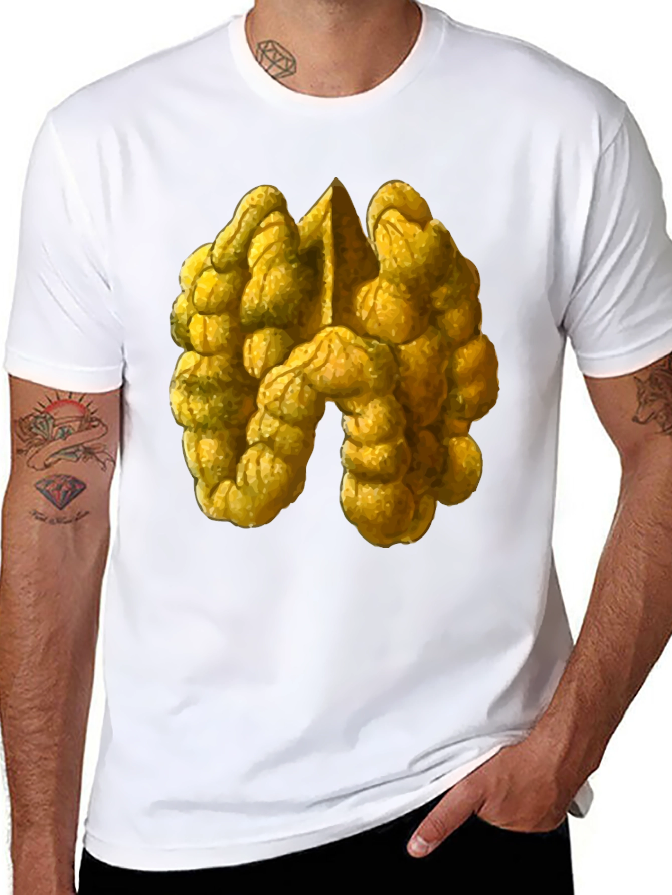 Unique Walnut Print Black T-Shirt