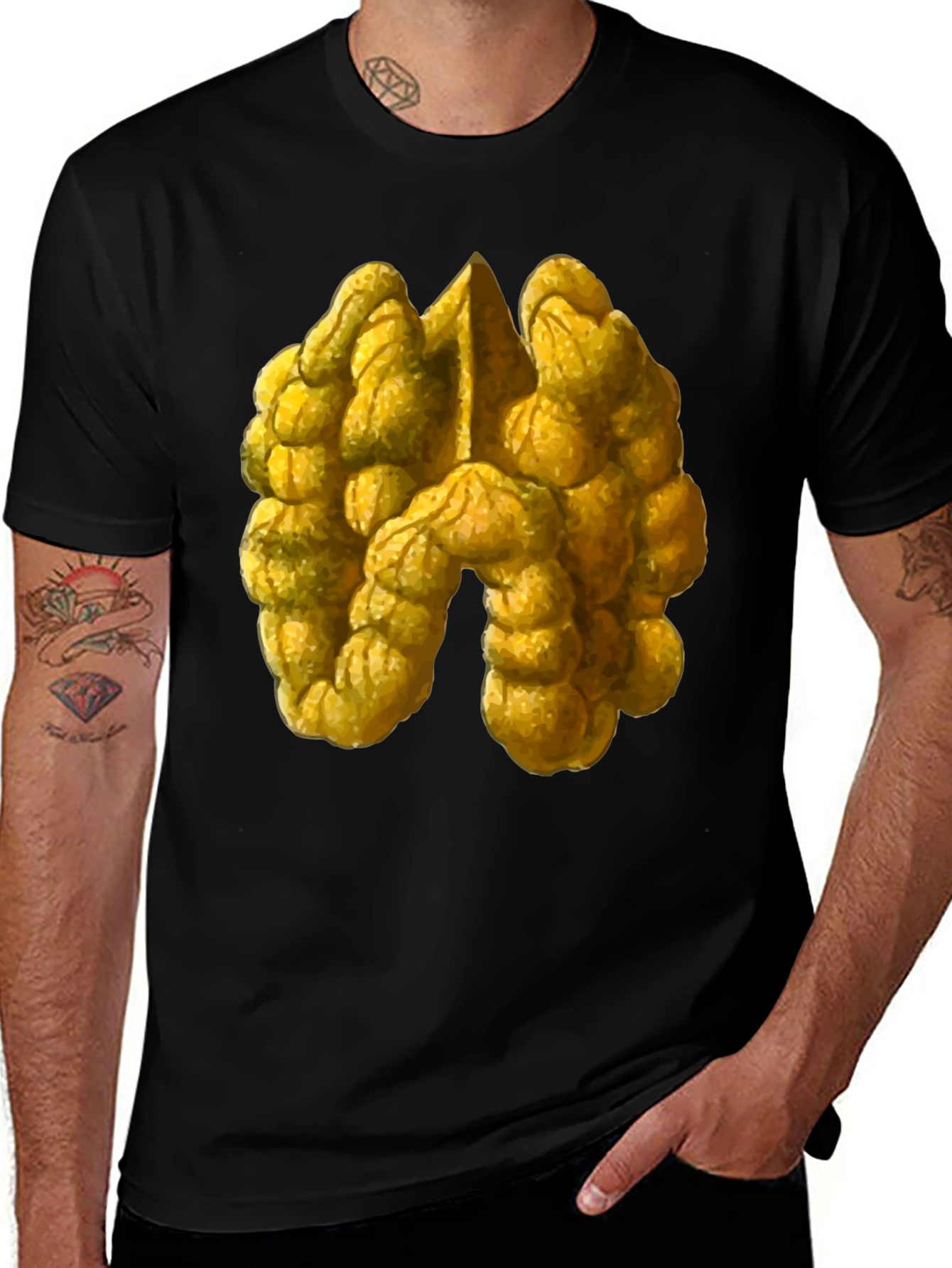 Unique Walnut Print Black T-Shirt