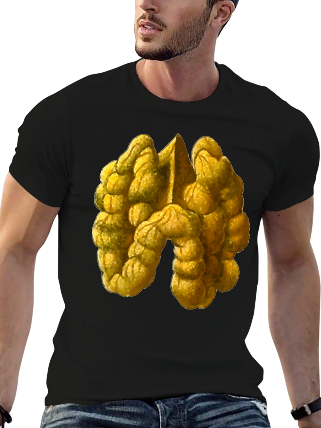 Unique Walnut Print Black T-Shirt