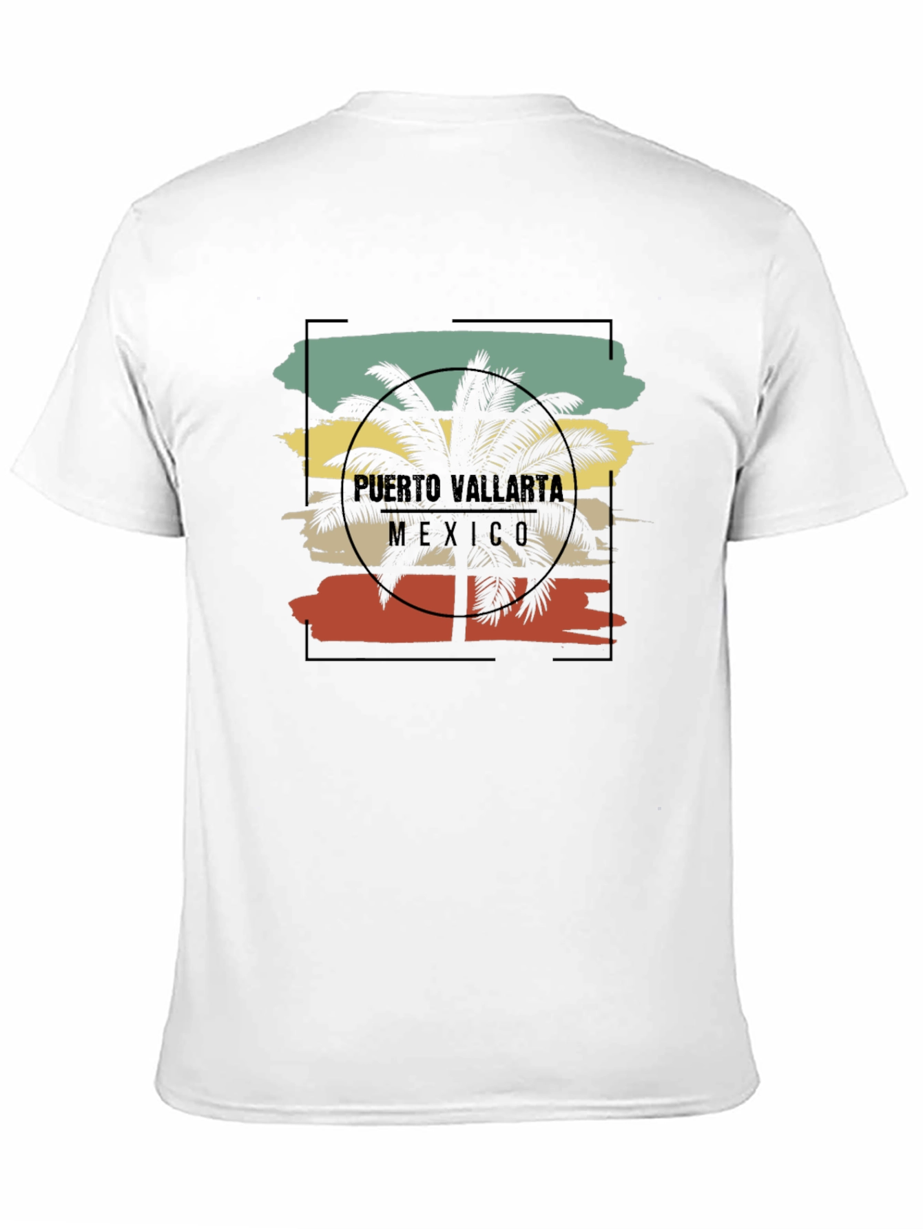 Puerto Vallarta Retro Palm Tree Black T-Shirt