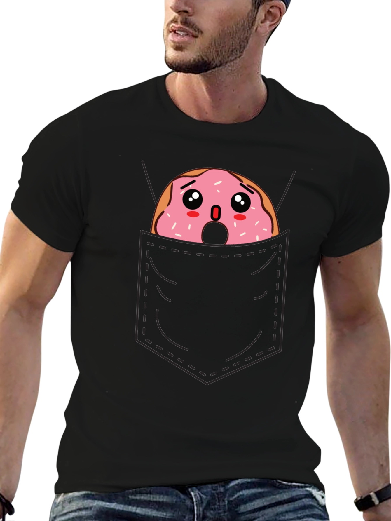 Donut in Pocket Graphic Tee - Black