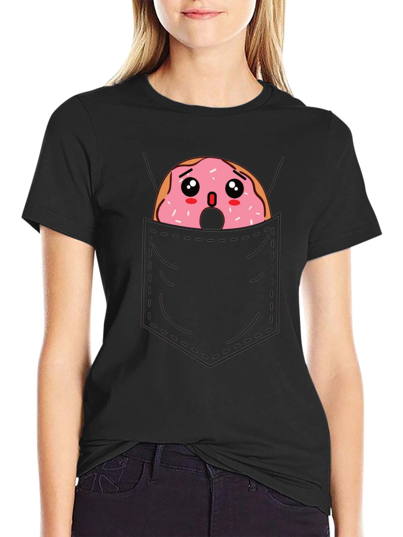 Donut in Pocket Graphic Tee - Black