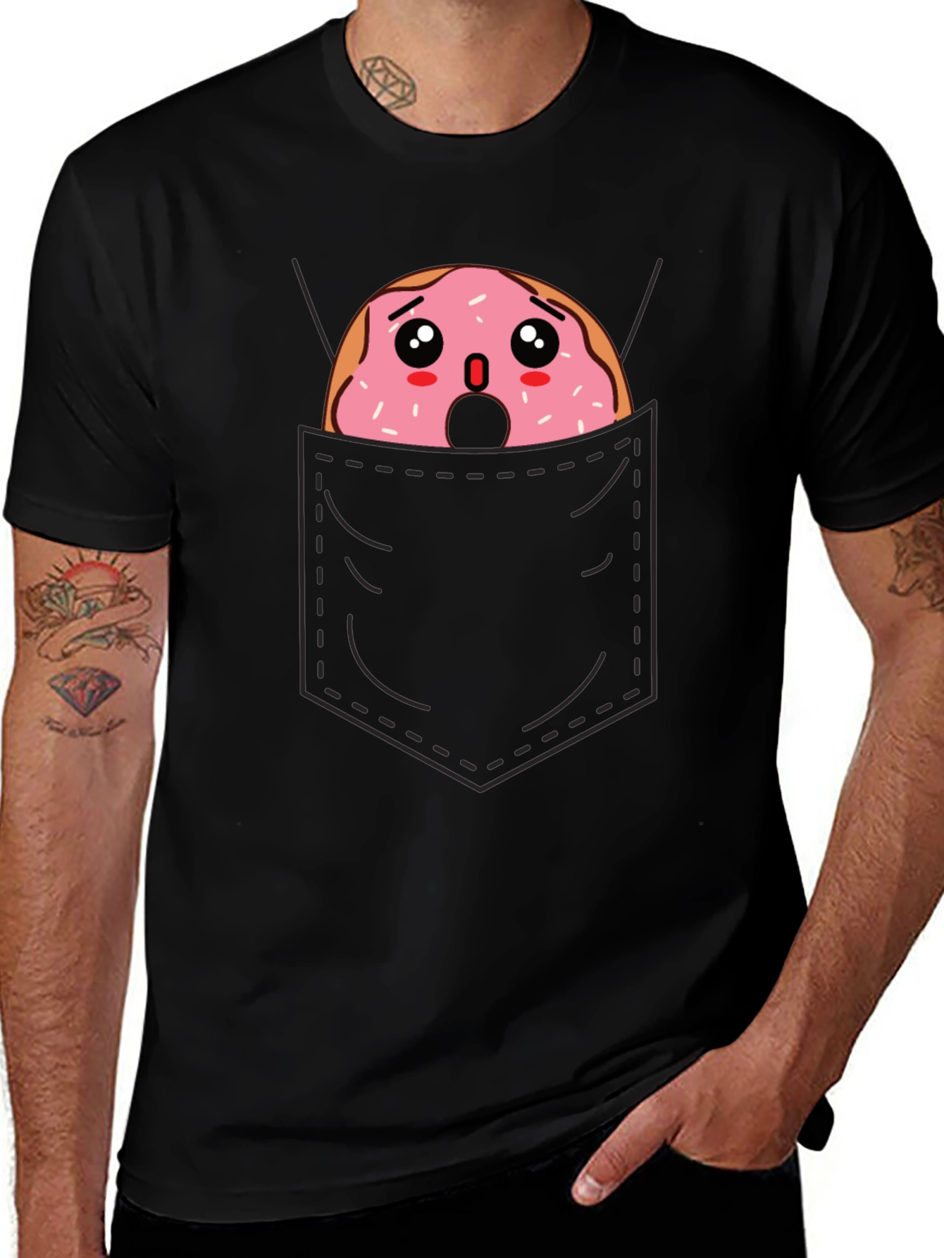 Donut in Pocket Graphic Tee - Black