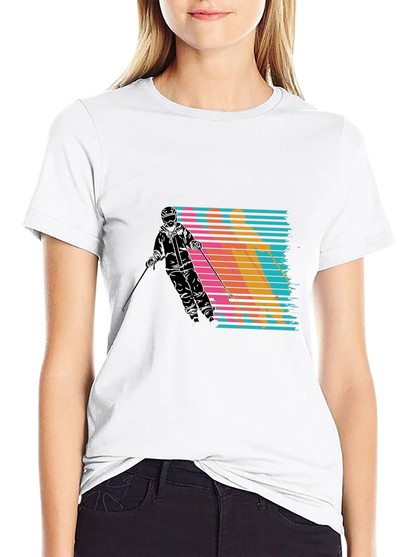 Retro Ski T-Shirt - Mens Black Graphic Tee