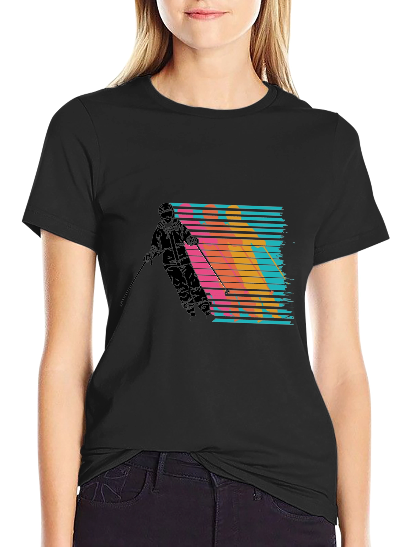 Retro Ski T-Shirt - Mens Black Graphic Tee