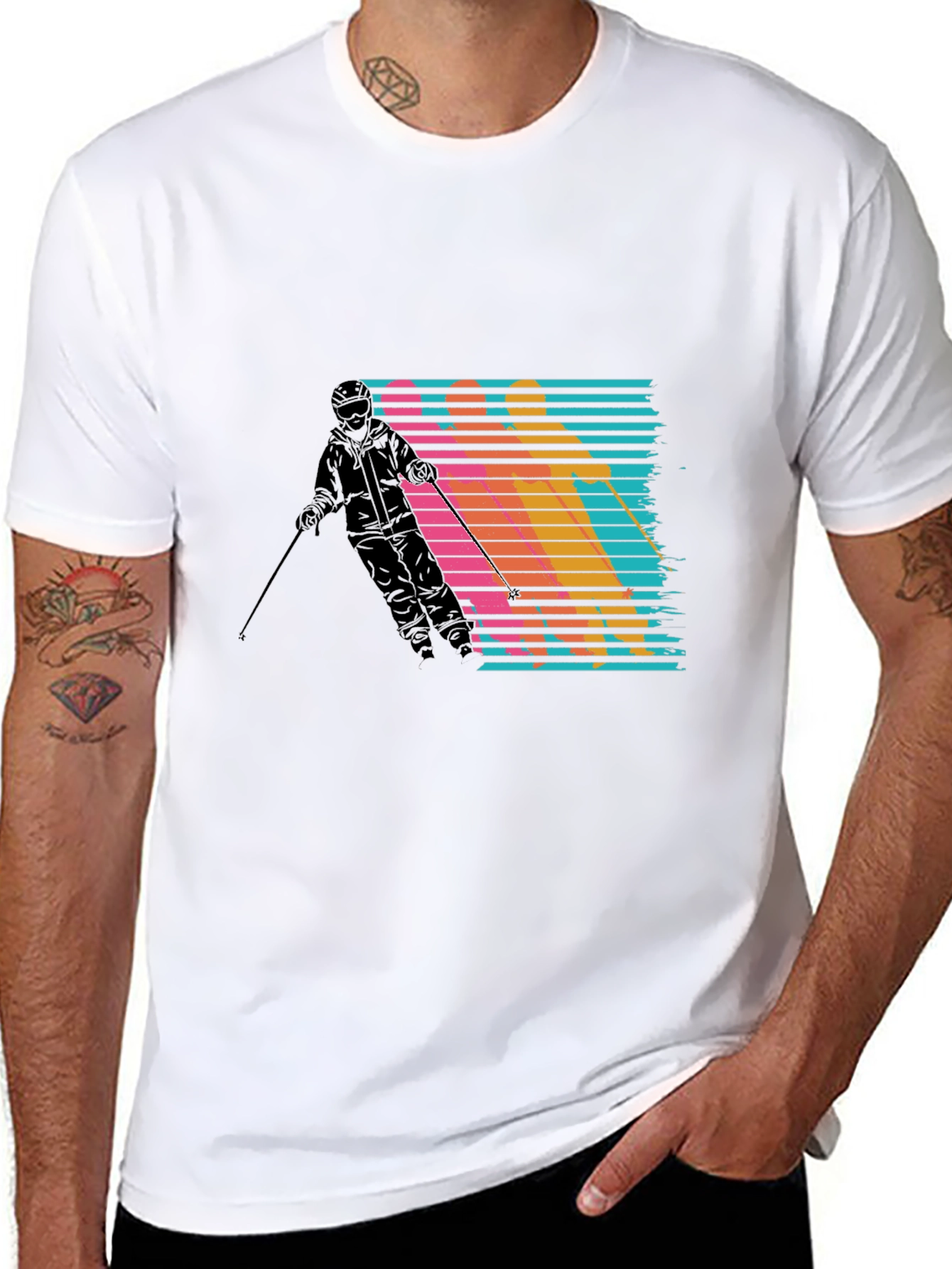 Retro Ski T-Shirt - Mens Black Graphic Tee