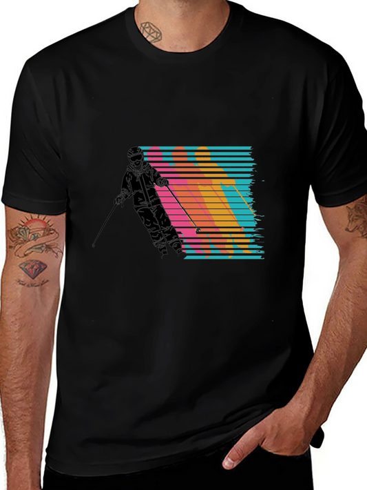 Retro Ski T-Shirt - Mens Black Graphic Tee