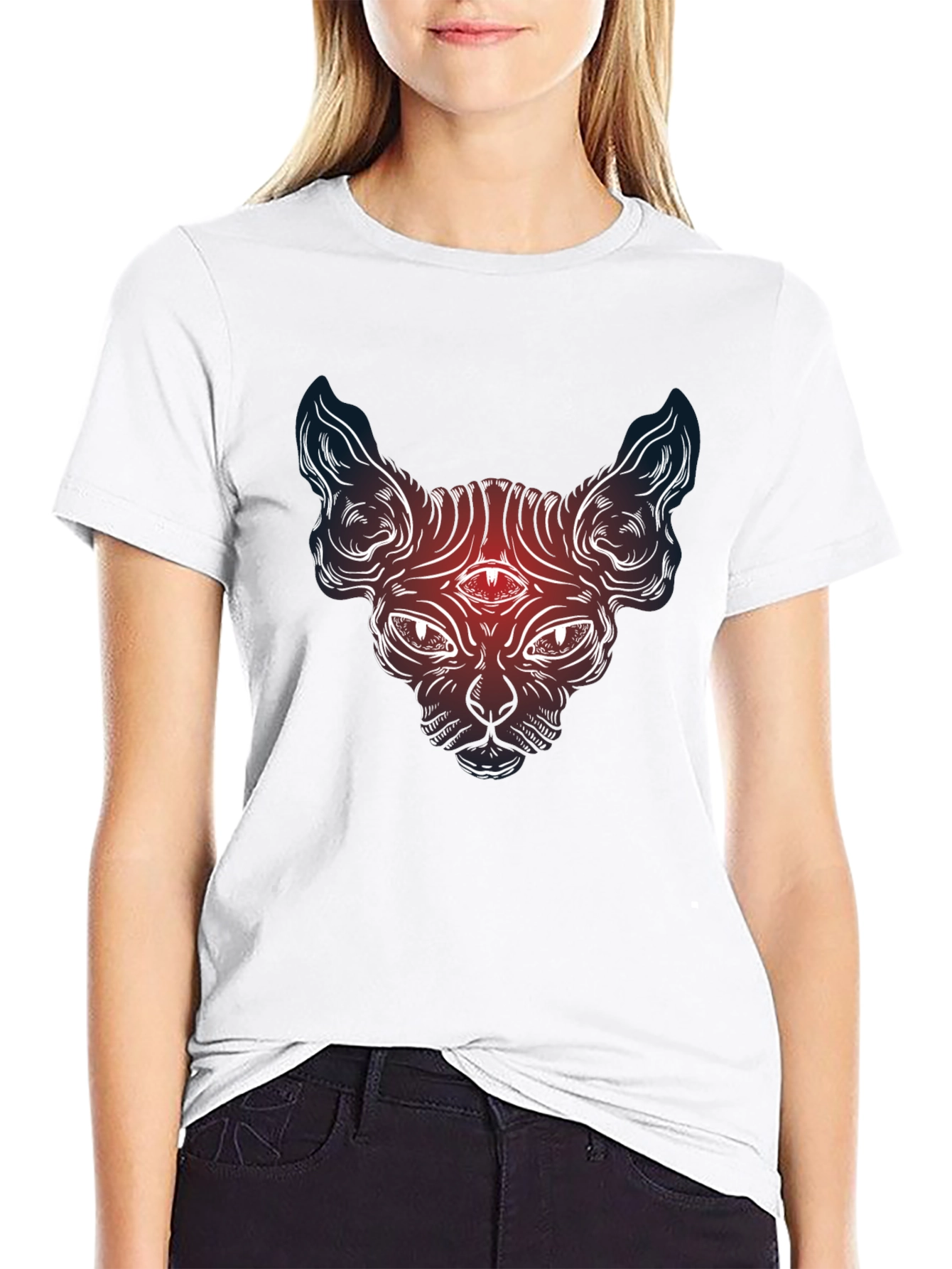 Mystic Cat Graphic Tee - Third Eye Sphynx