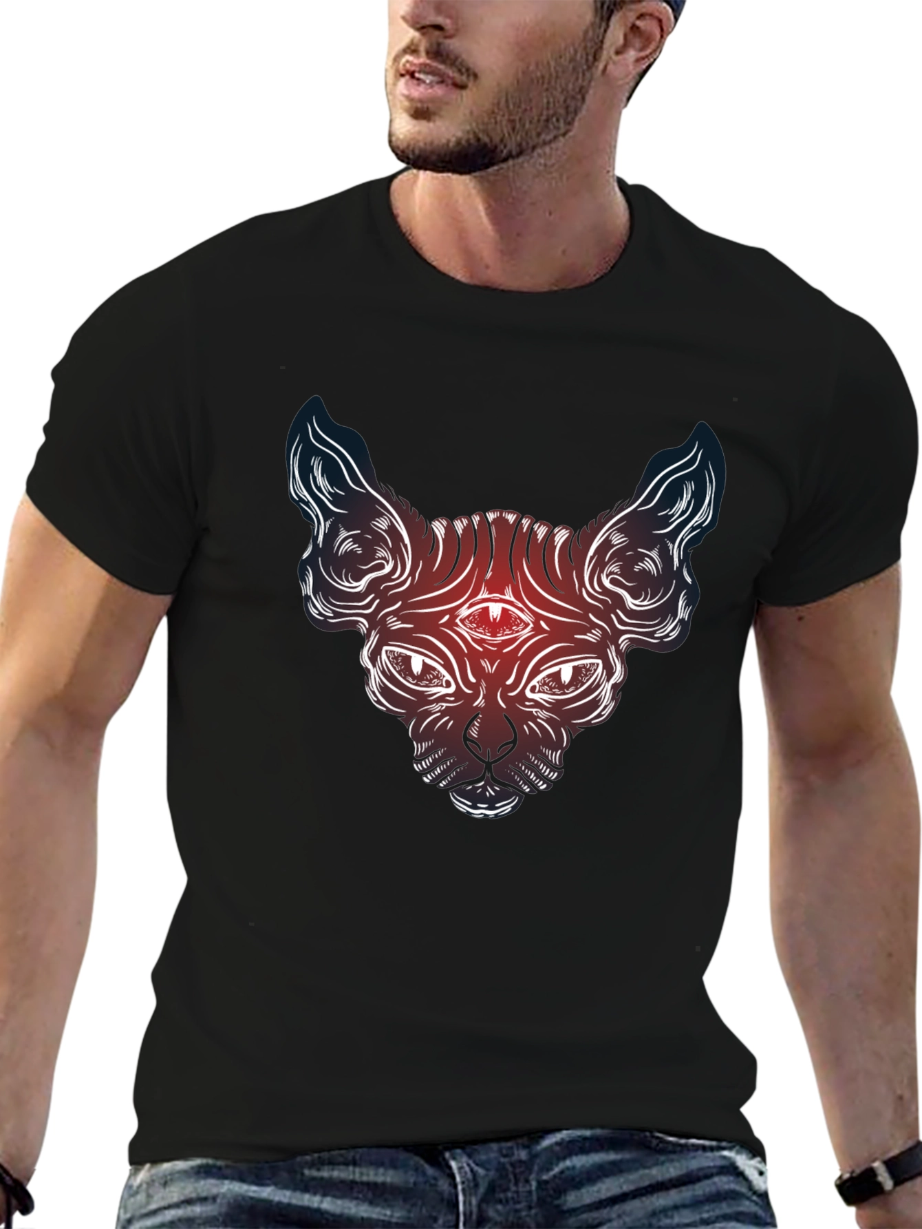 Mystic Cat Graphic Tee - Third Eye Sphynx