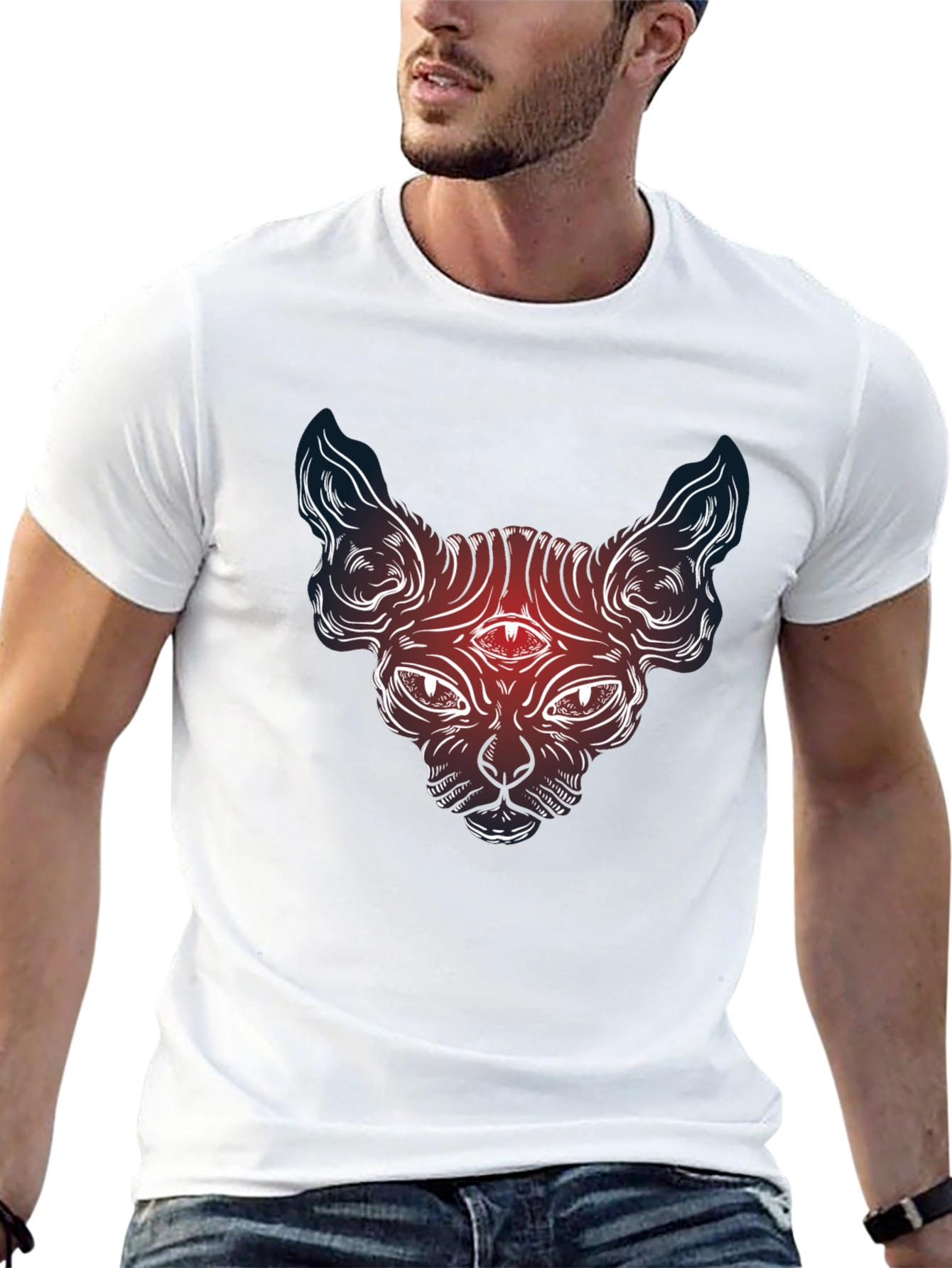 Mystic Cat Graphic Tee - Third Eye Sphynx