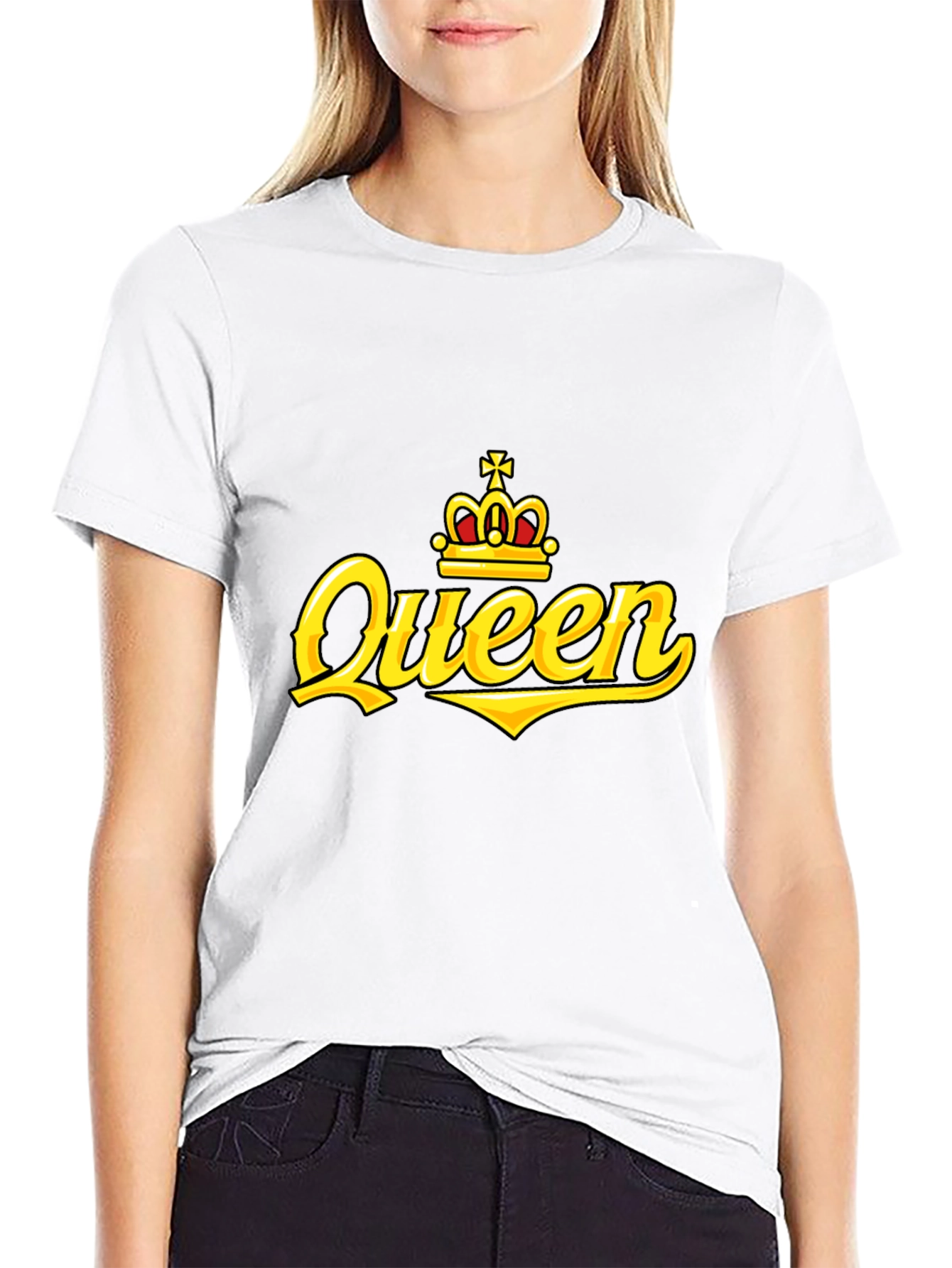 Queen Crown Graphic Print Black T-Shirt