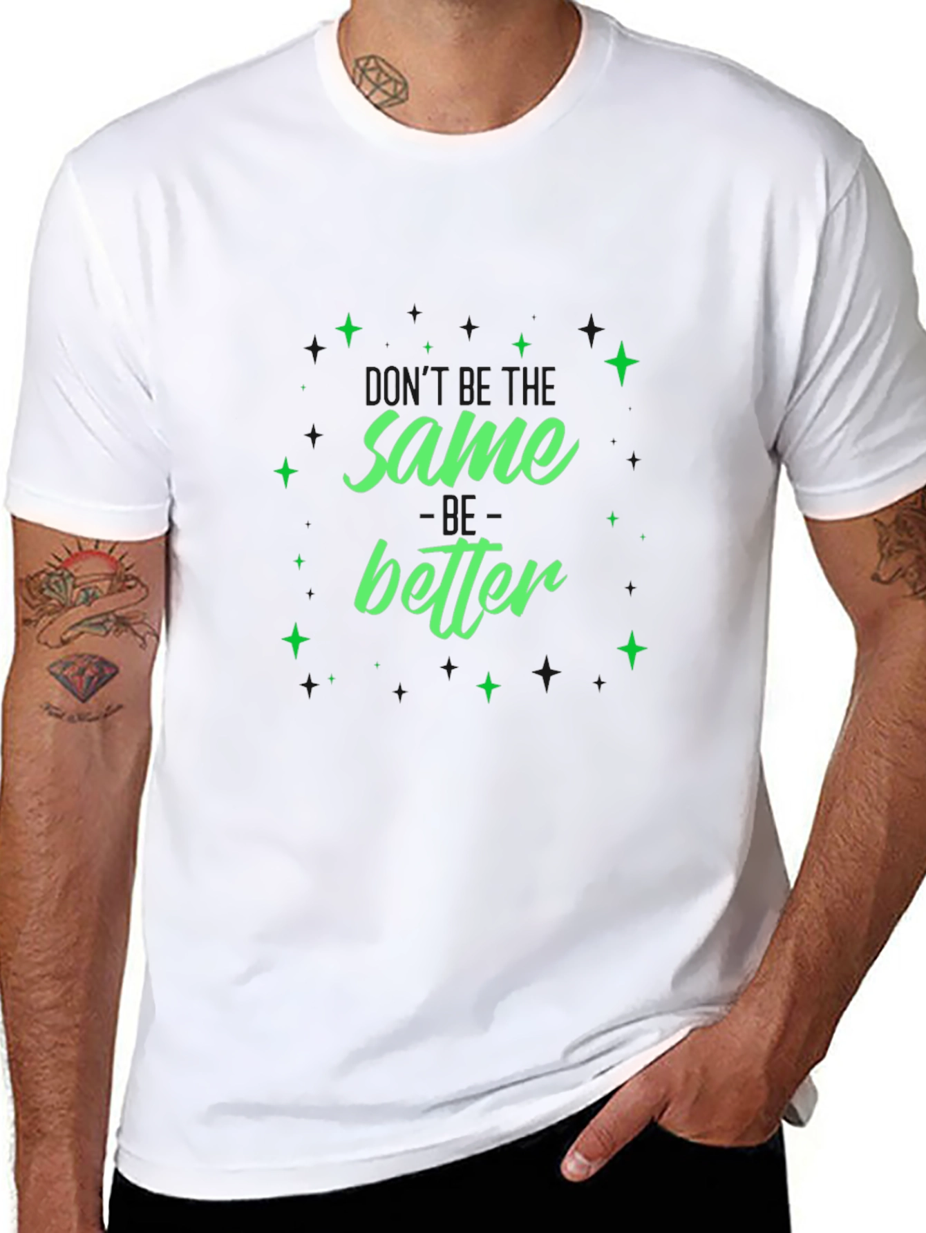 Same Better Green Graphic Black T-Shirt