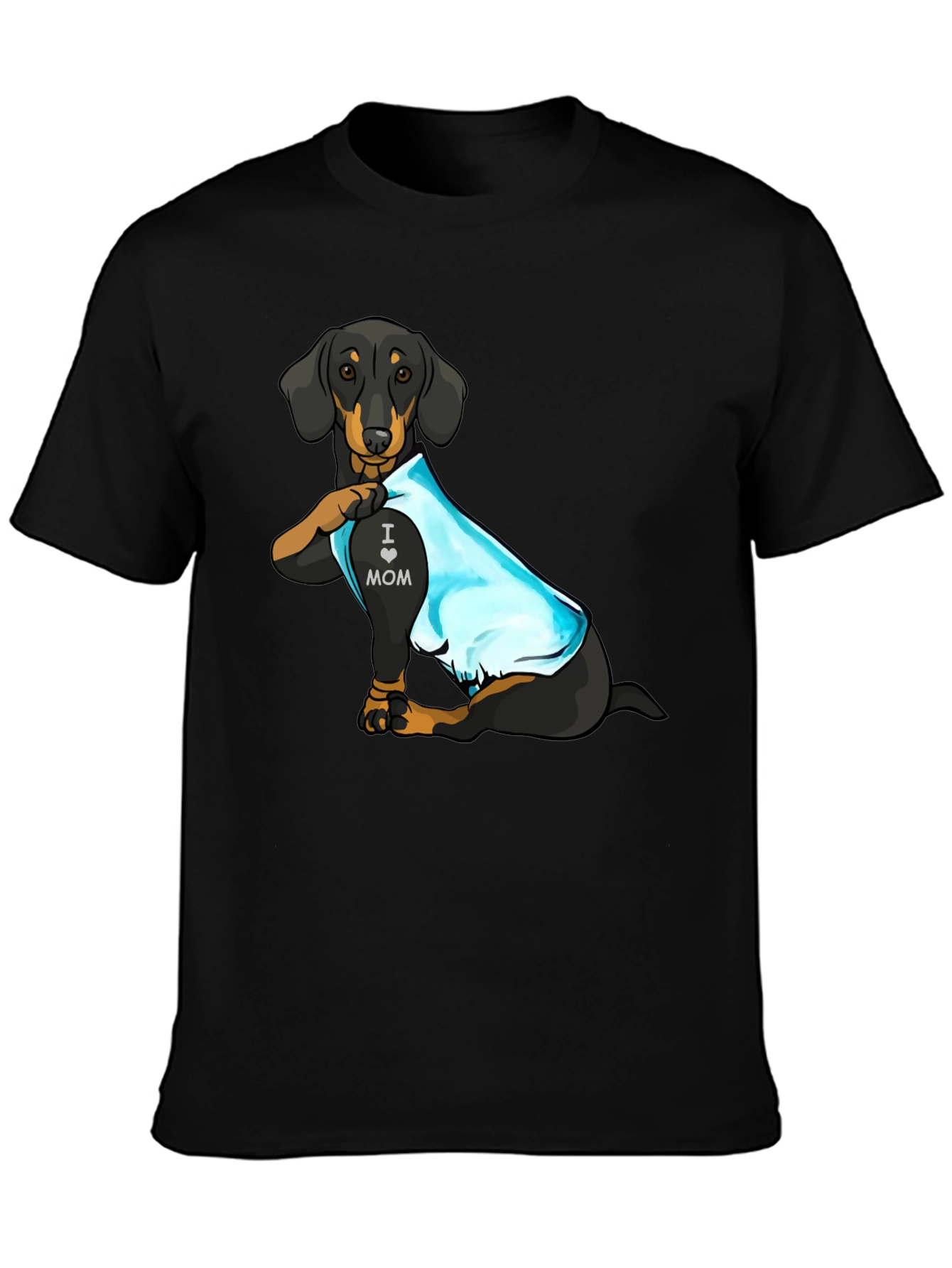 Dachshund I Love Mom Tattoo Graphic T-Shirt