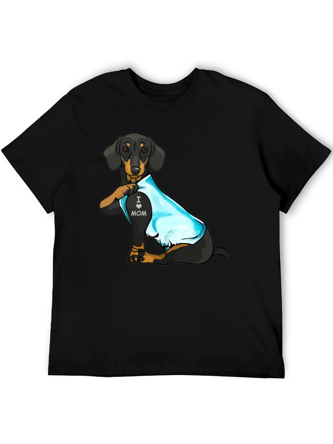 Dachshund I Love Mom Tattoo Graphic T-Shirt