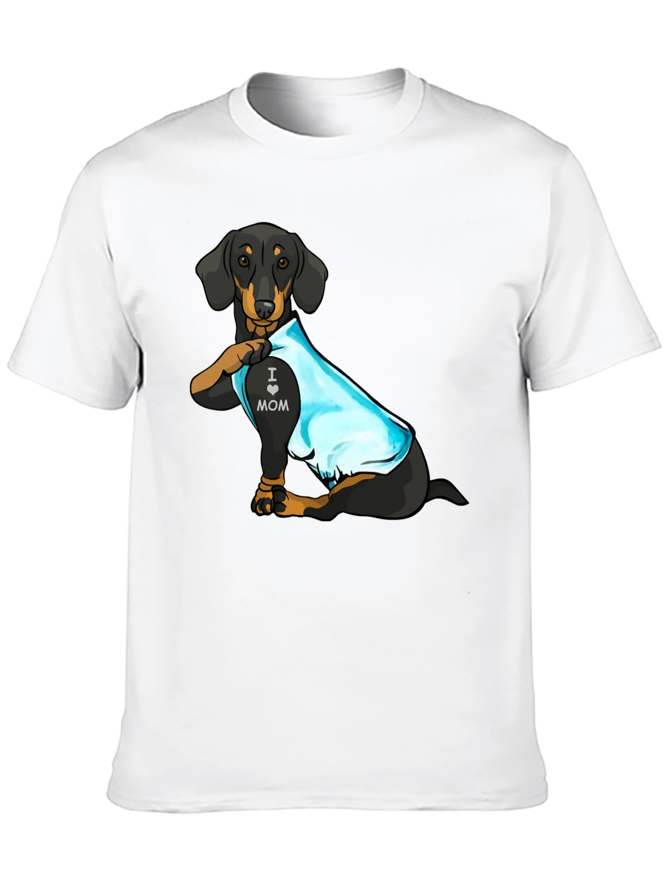 Dachshund I Love Mom Tattoo Graphic T-Shirt