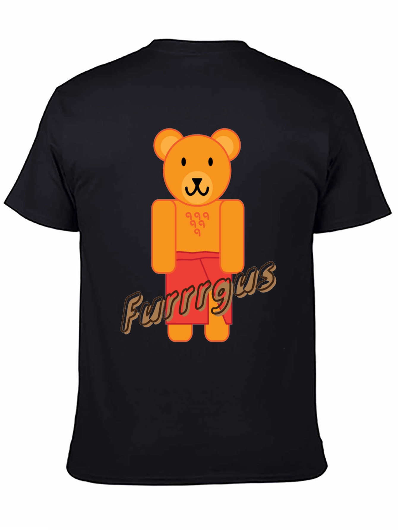 Cute Cartoon Bear Graphic Black T-Shirt