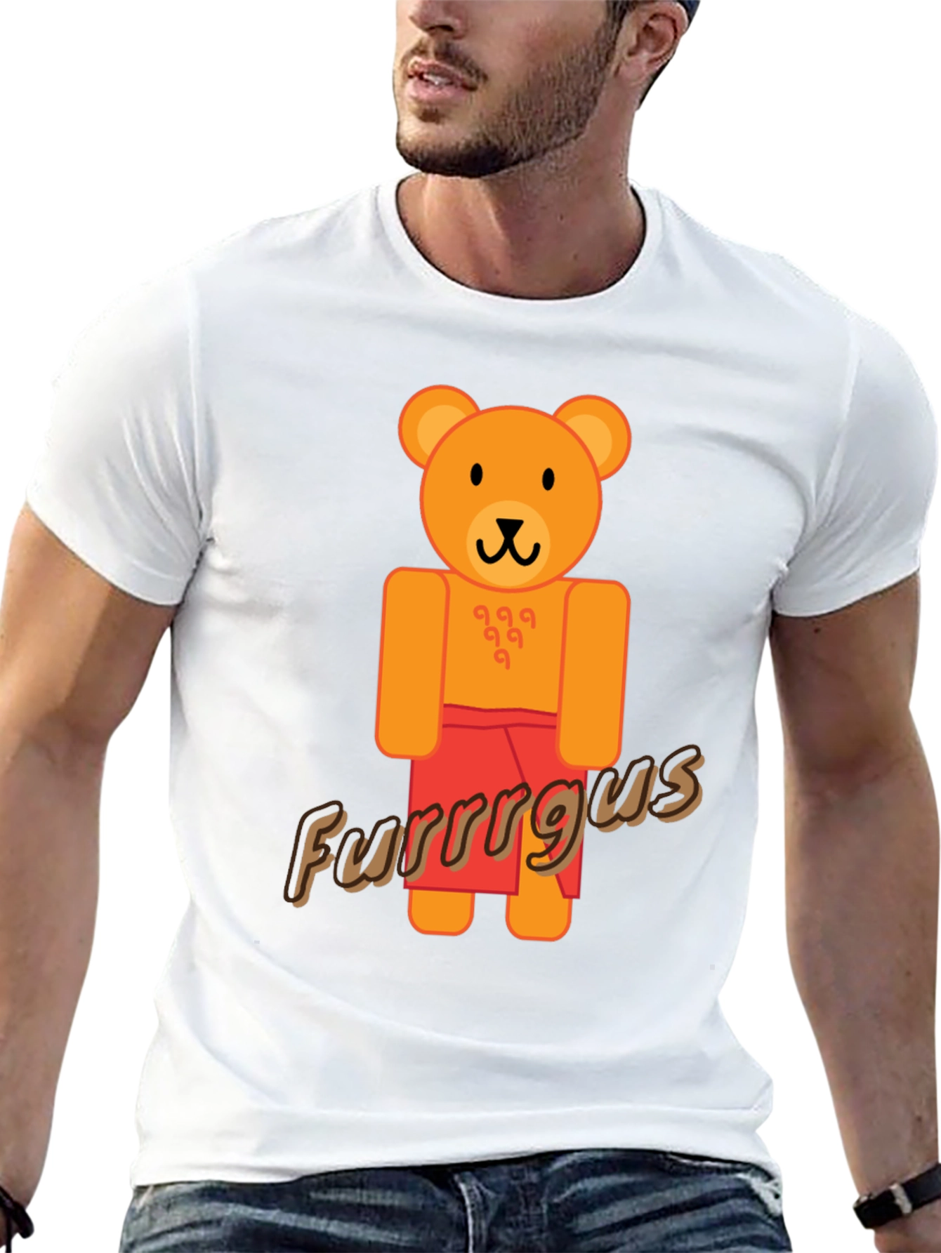 Cute Cartoon Bear Graphic Black T-Shirt