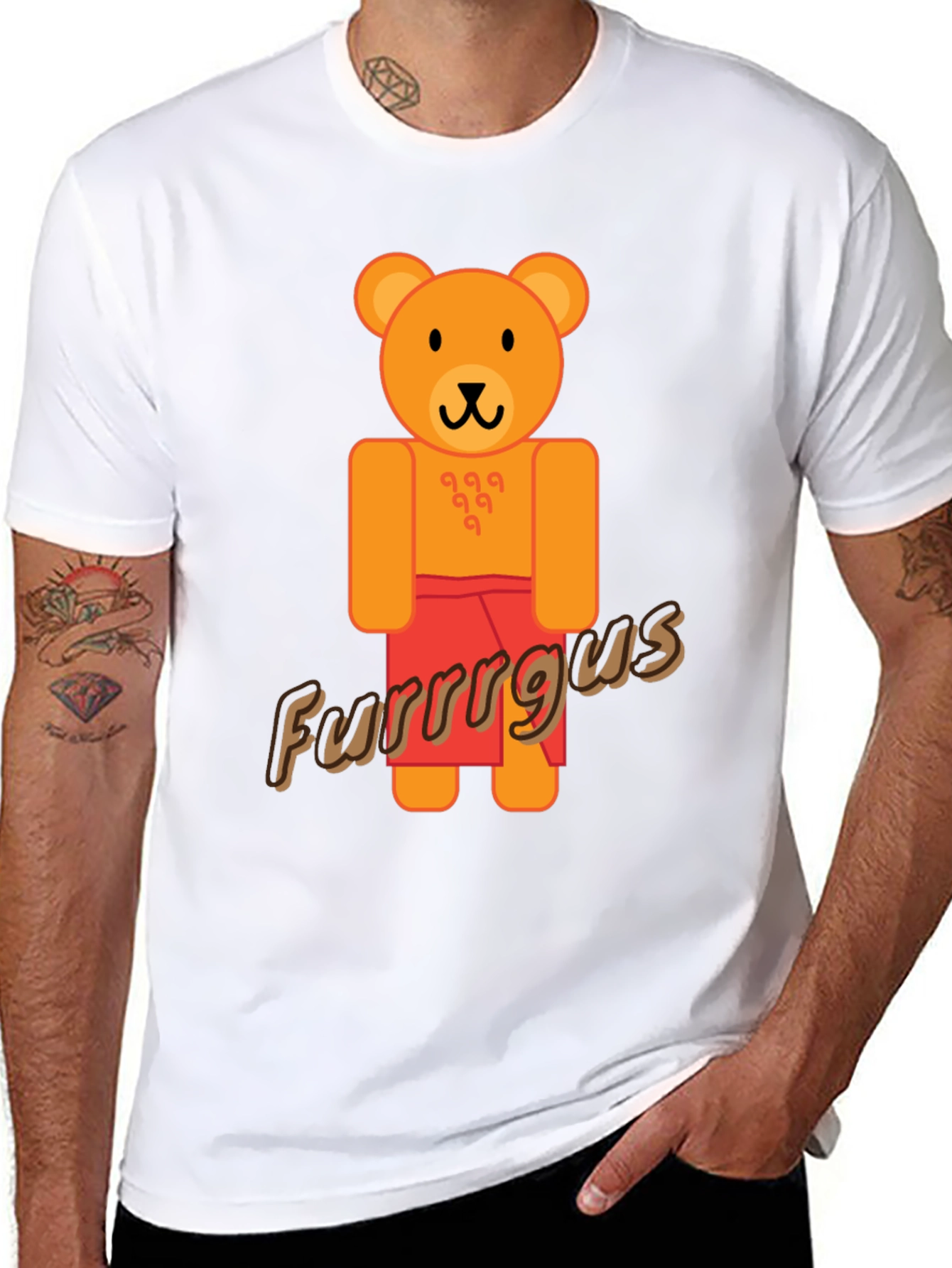 Cute Cartoon Bear Graphic Black T-Shirt